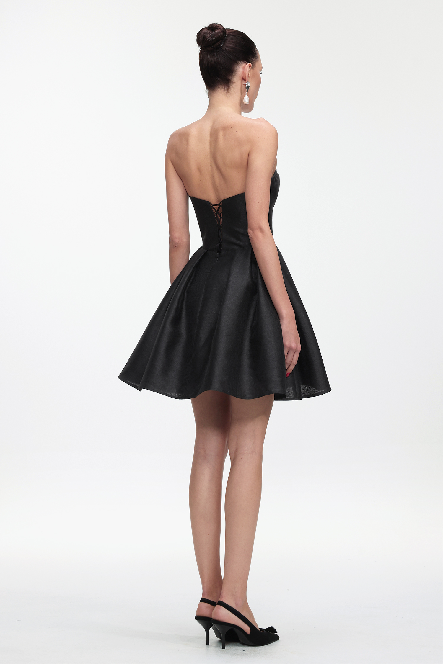 Quinta Classic Tailored Strapless Glitter Woven Mini Dress