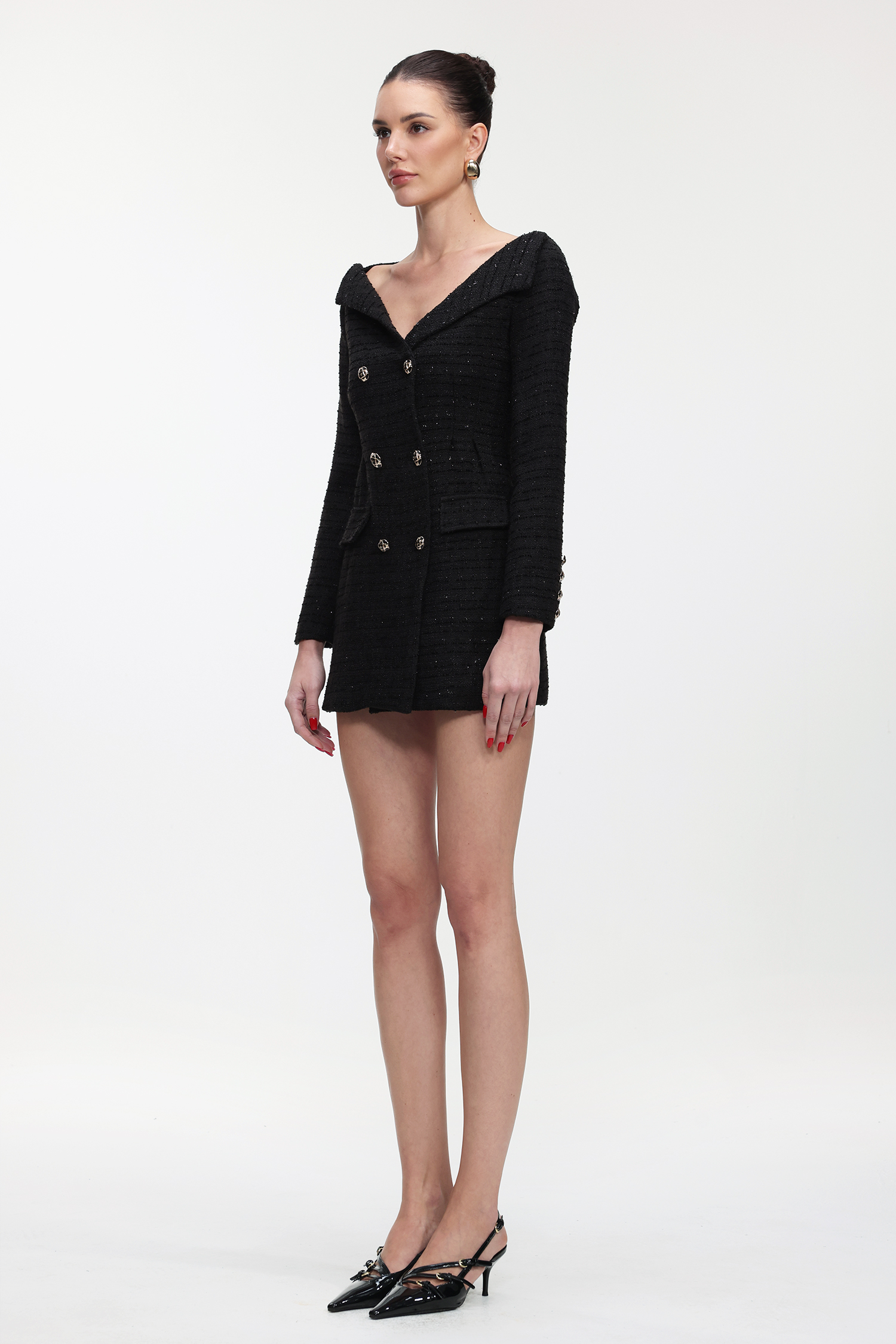 Ginny Classic Tailored Long Sleeve Tweed Mini Dress