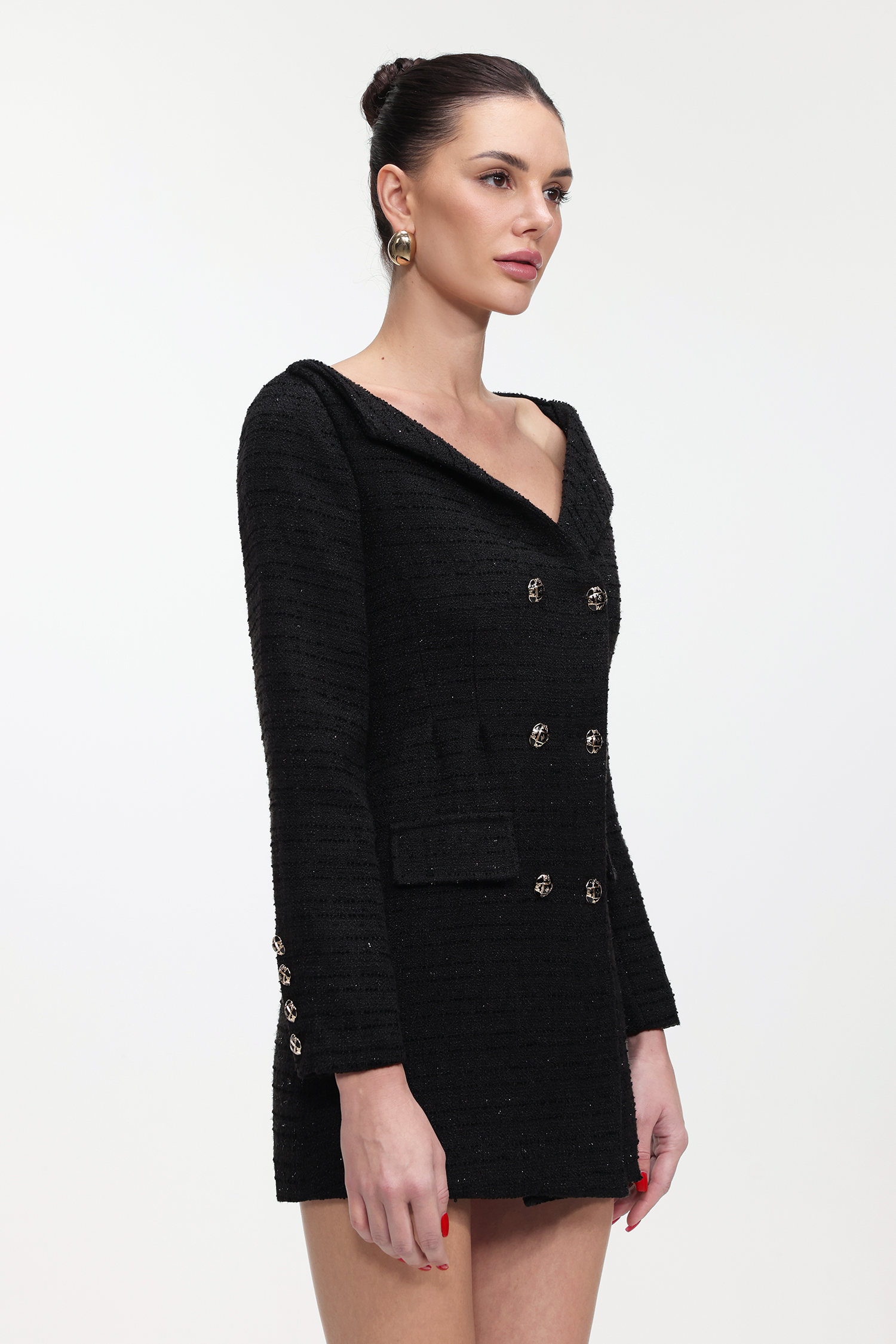 Ginny Classic Tailored Long Sleeve Tweed Mini Dress