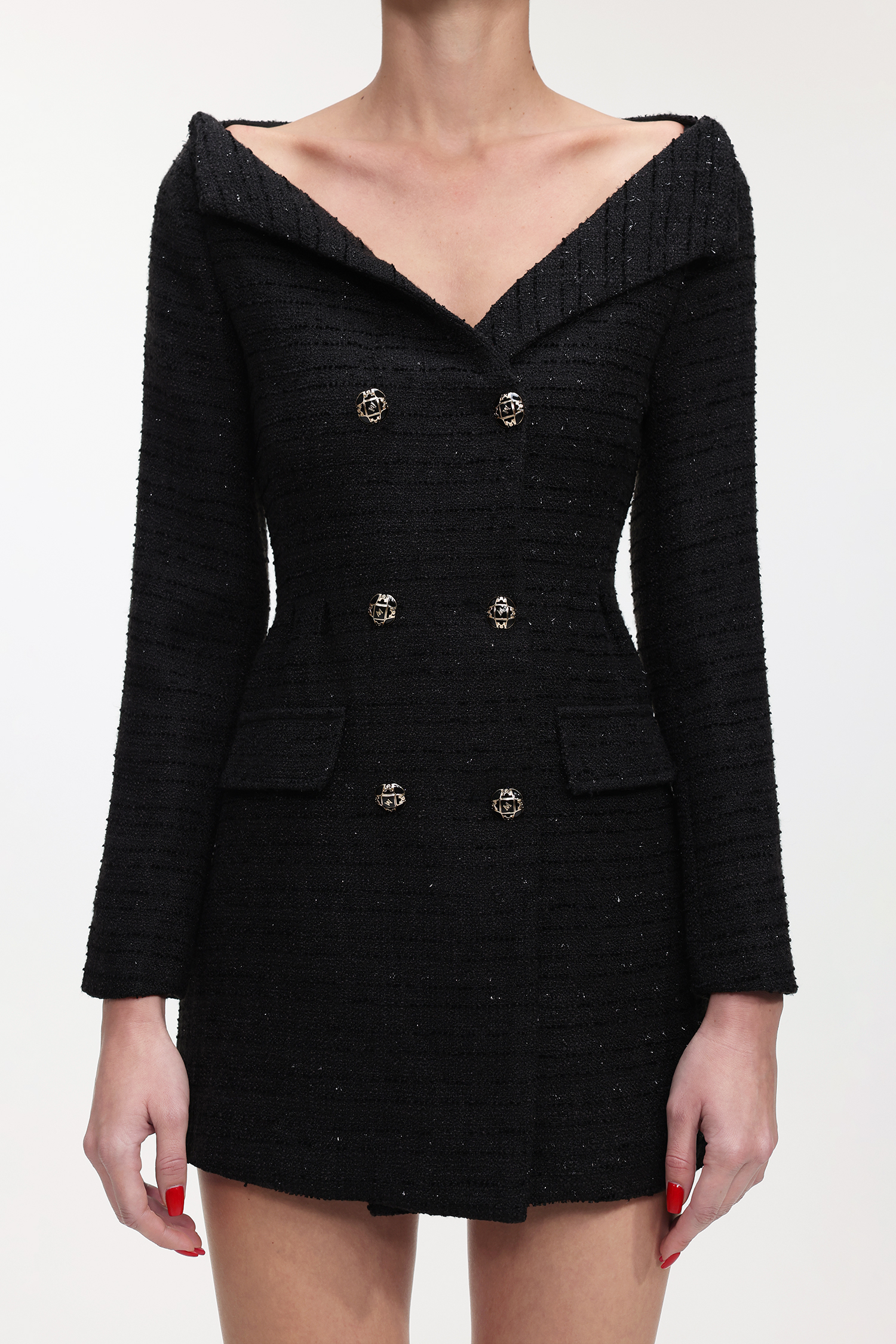 Ginny Classic Tailored Long Sleeve Tweed Mini Dress