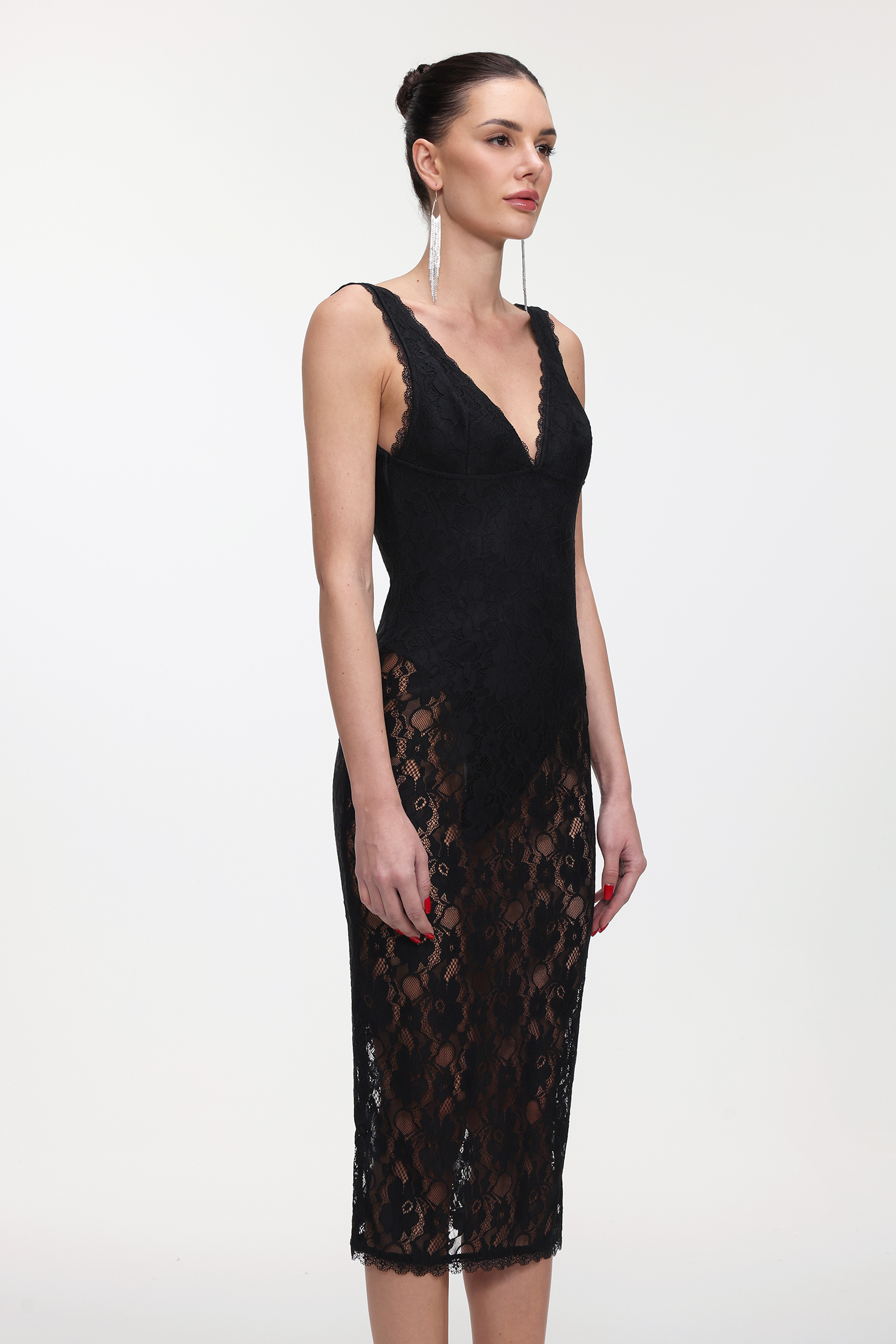 Lilya Sexy Contour Sleeveless Lace Bandage Jumpsuit