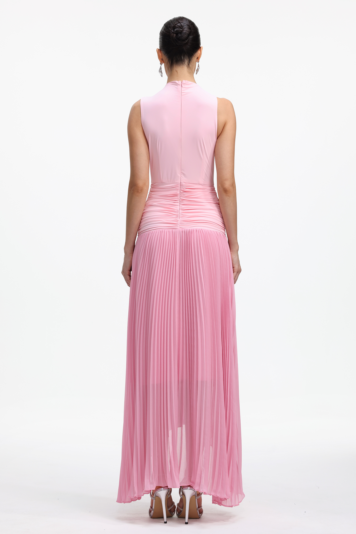 Derlyn Romantic Contour Sleeveless Pleated Knit Maxi Dress