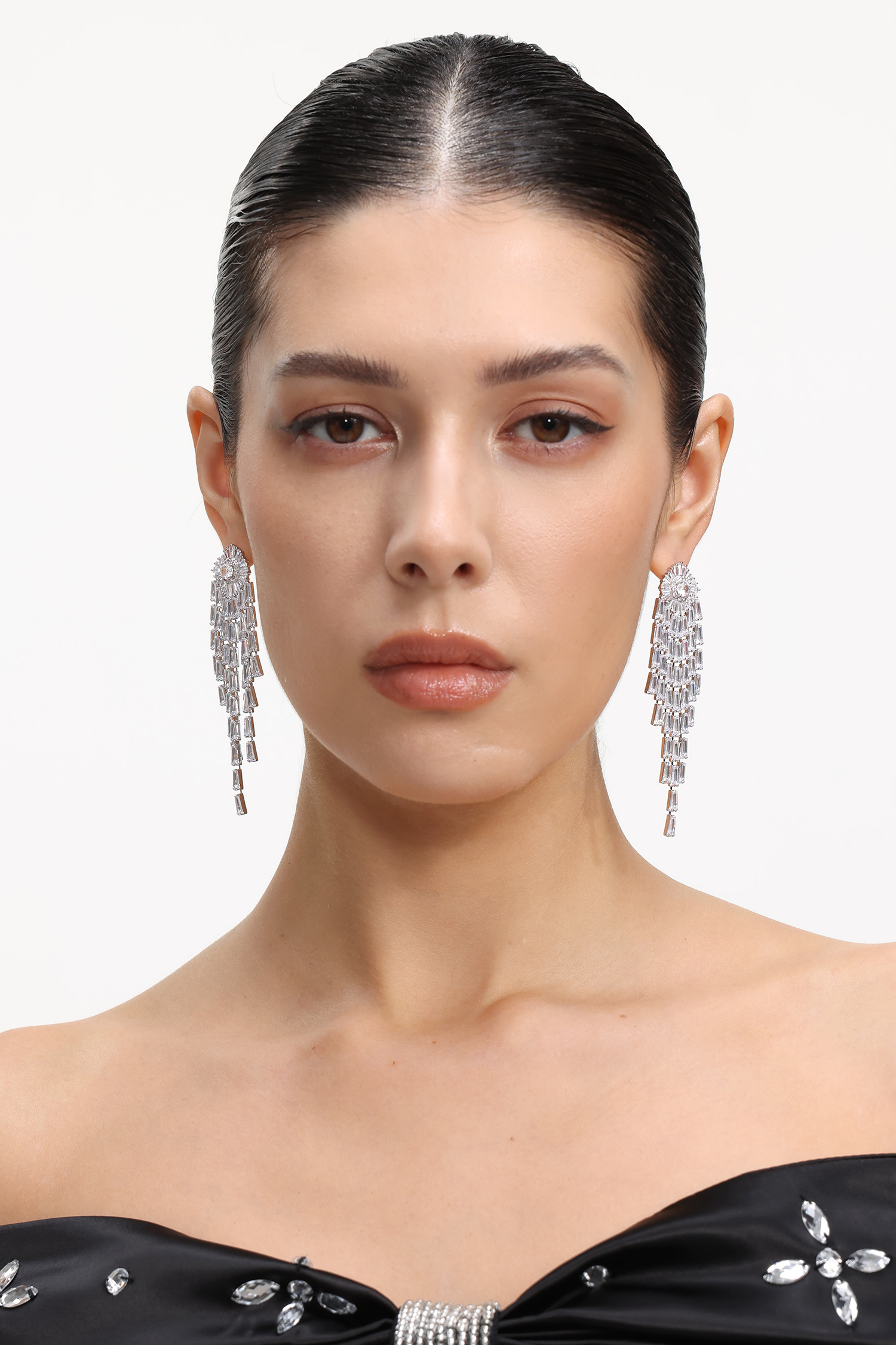 Dora circle Diamond Tassel  Earrings