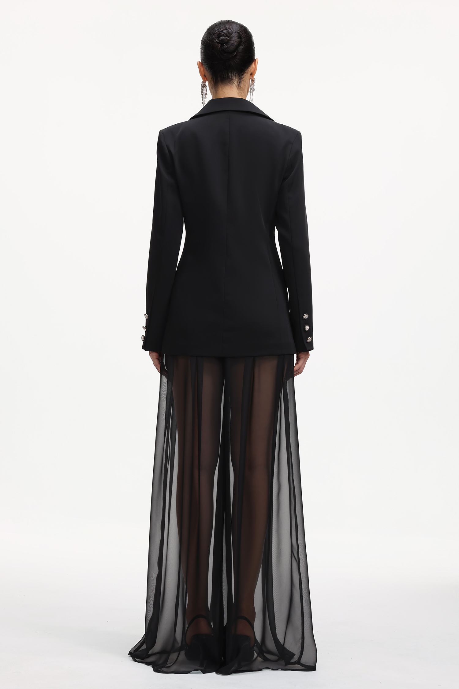 Huresa Elegant Tailored Long Sleeve Lace Blazer