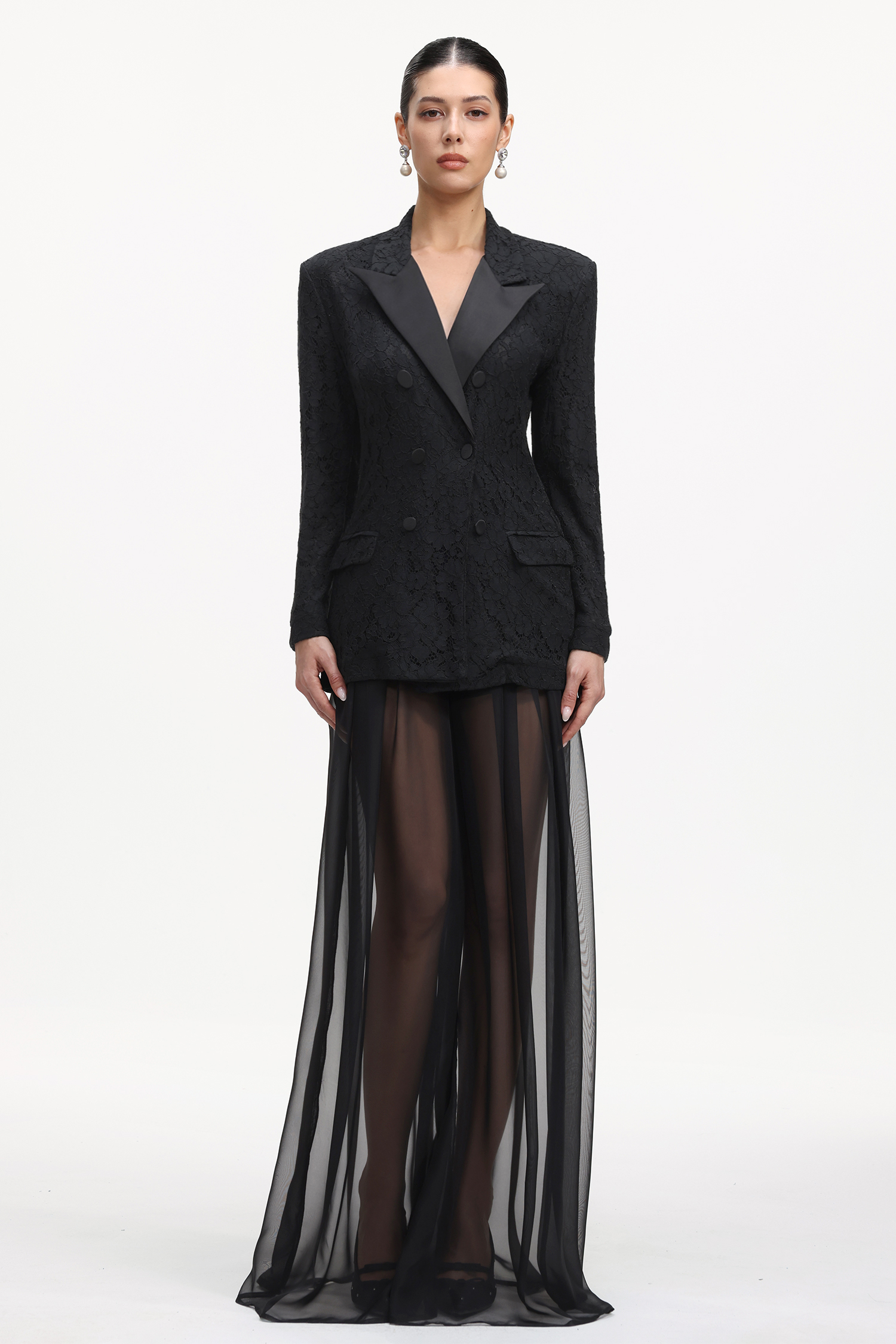 Ralaya Classic Tailored Long Sleeve Lace Blazer