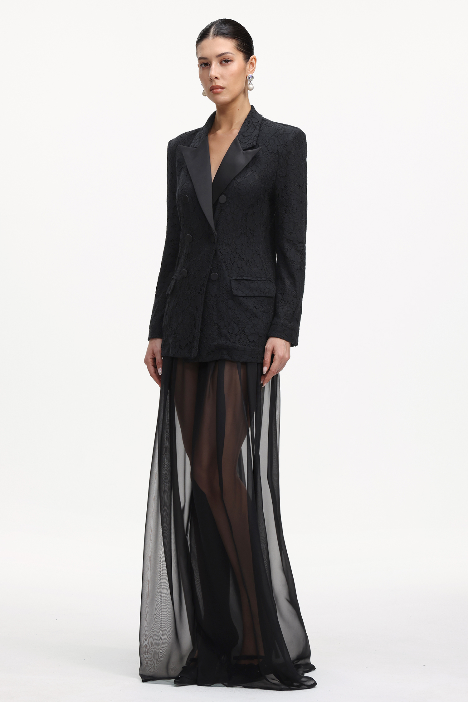 Ralaya Classic Tailored Long Sleeve Lace Blazer