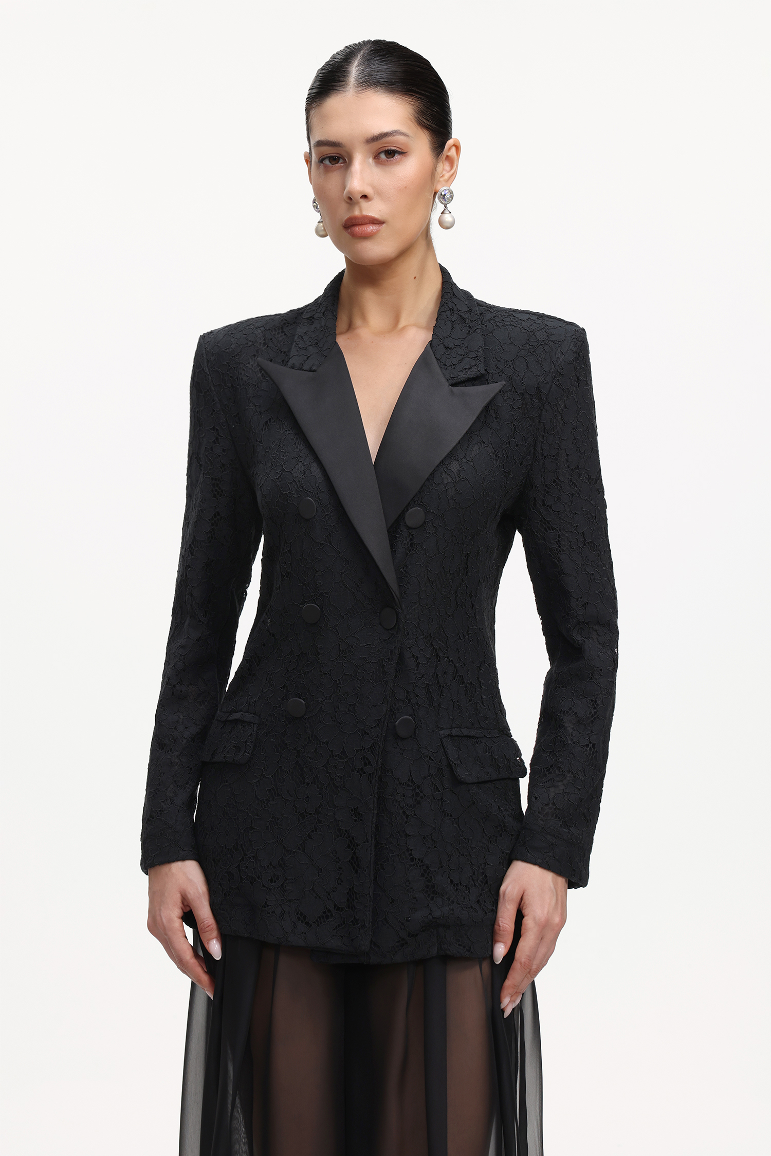 Ralaya Classic Tailored Long Sleeve Lace Blazer