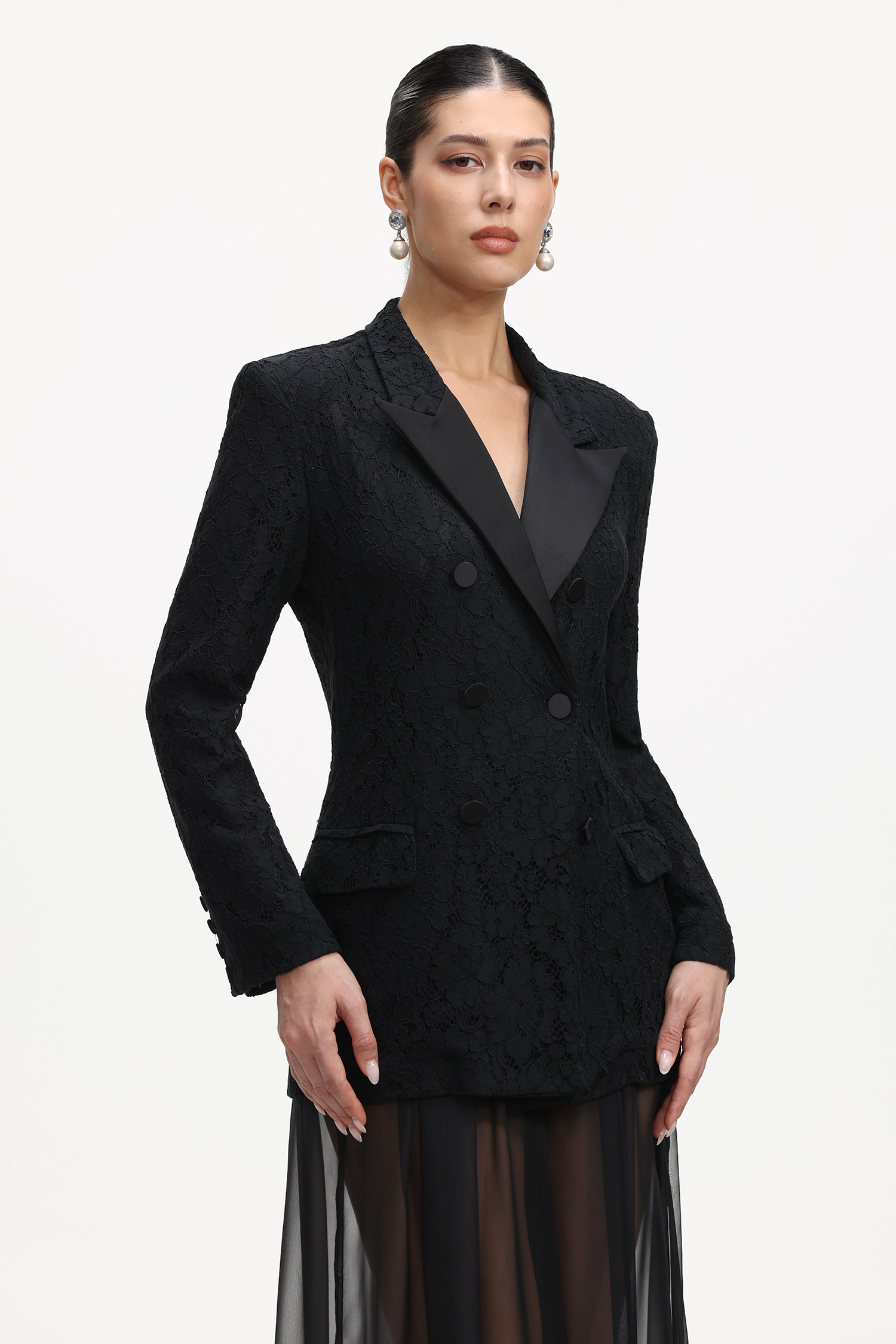Ralaya Classic Tailored Long Sleeve Lace Blazer