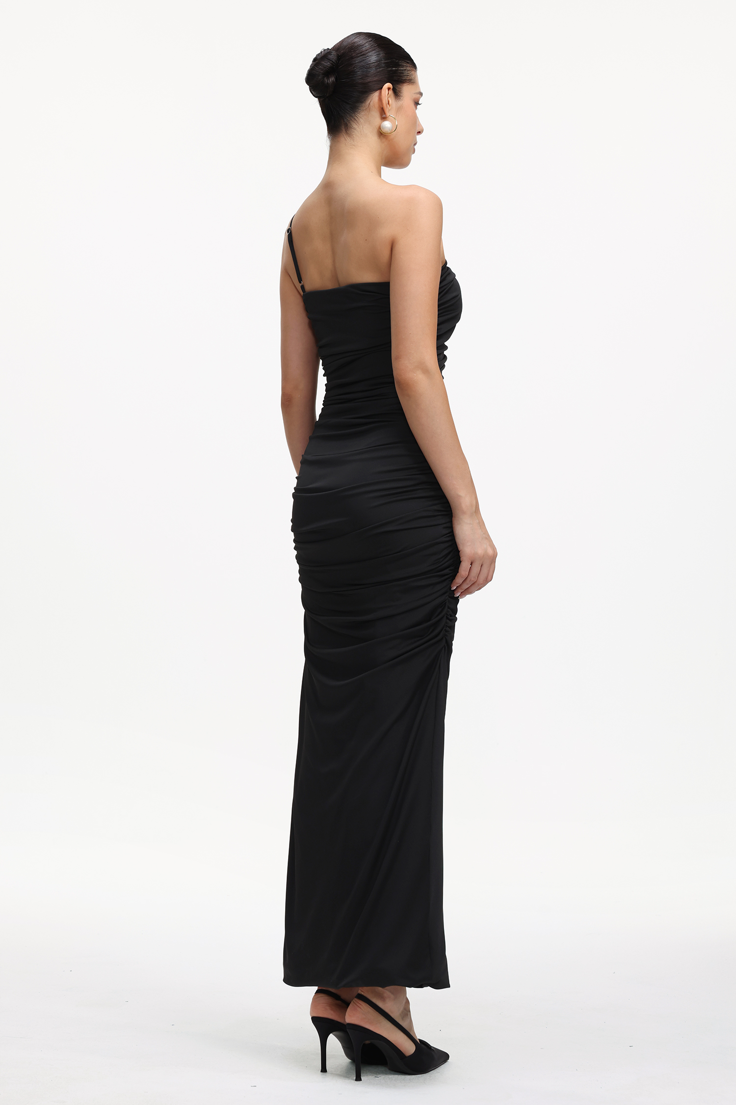 Liama Elegant Contour Strapless Floral Ruffle Knit Maxi Dress