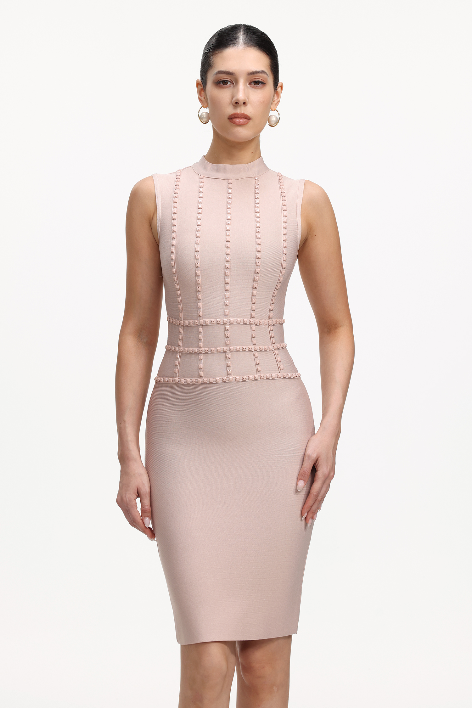 Guga Classic Contour Sleeveless Bandage Midi Dress