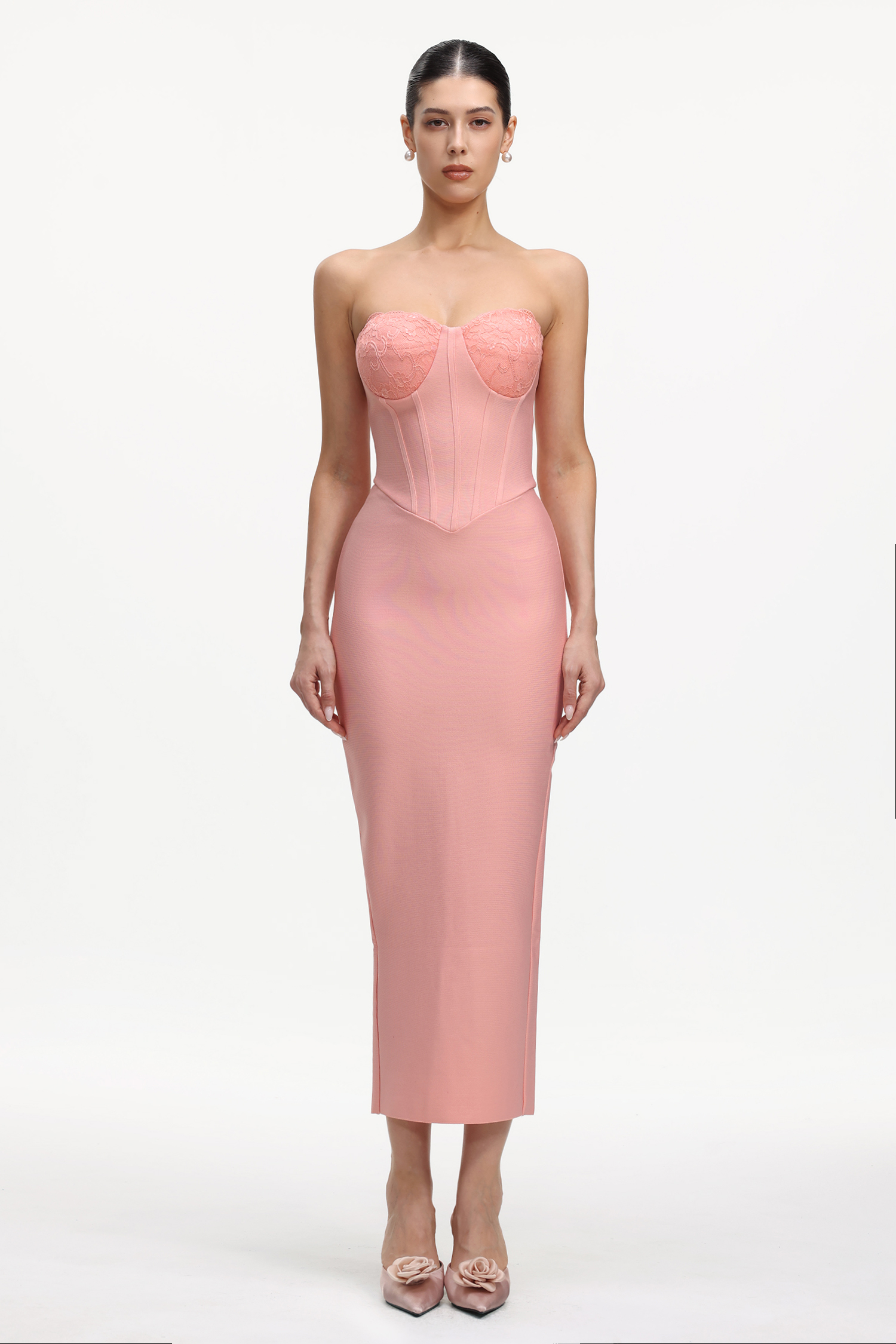 Faran Romantic Contour Strapless Bandage Maxi Dress