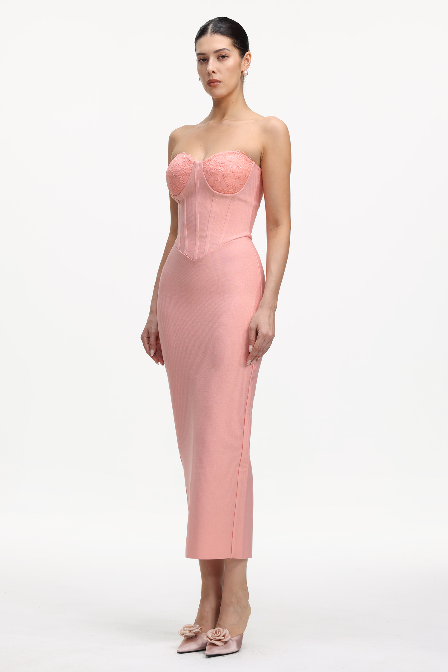 Faran Romantic Contour Strapless Bandage Maxi Dress
