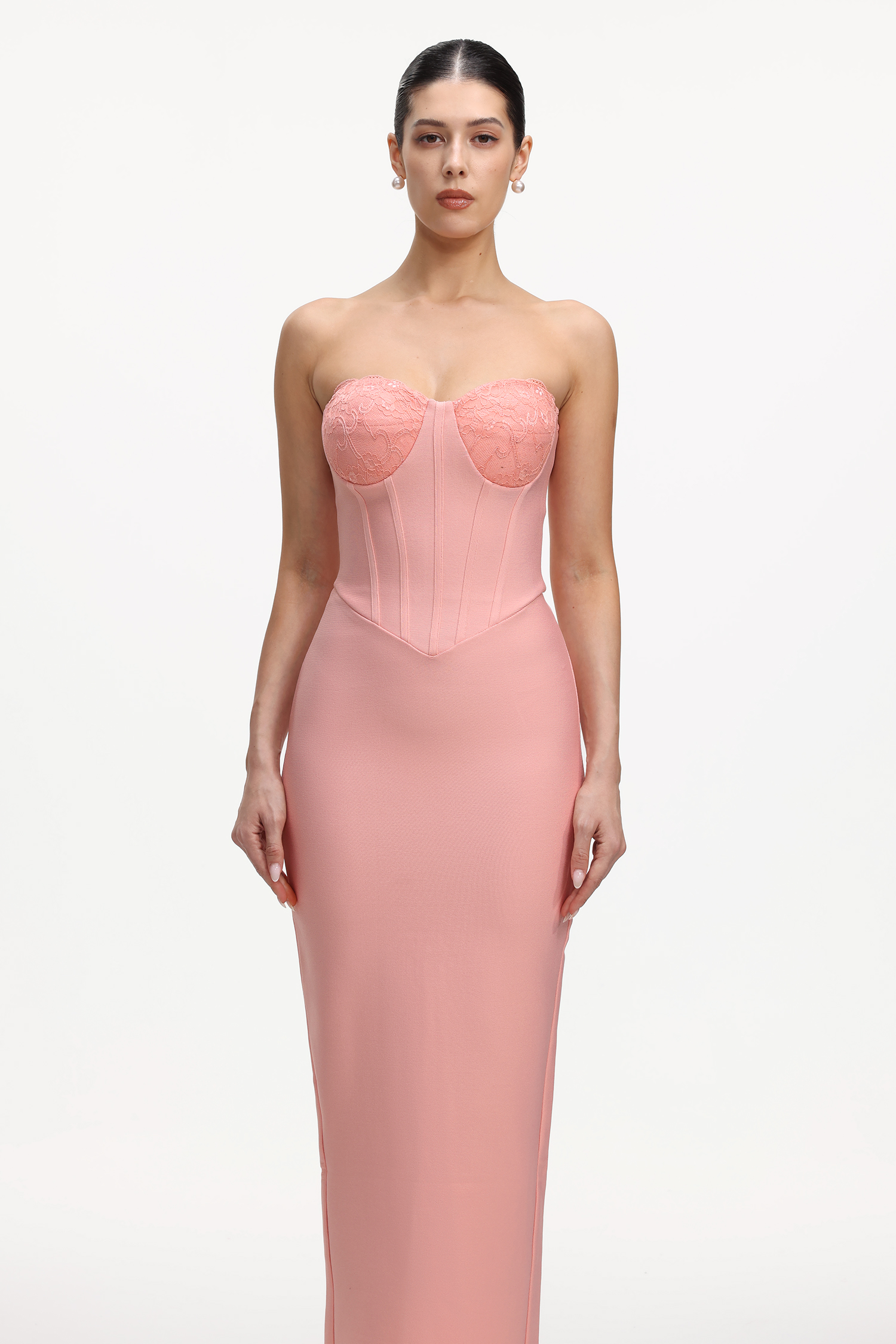 Faran Romantic Contour Strapless Bandage Maxi Dress