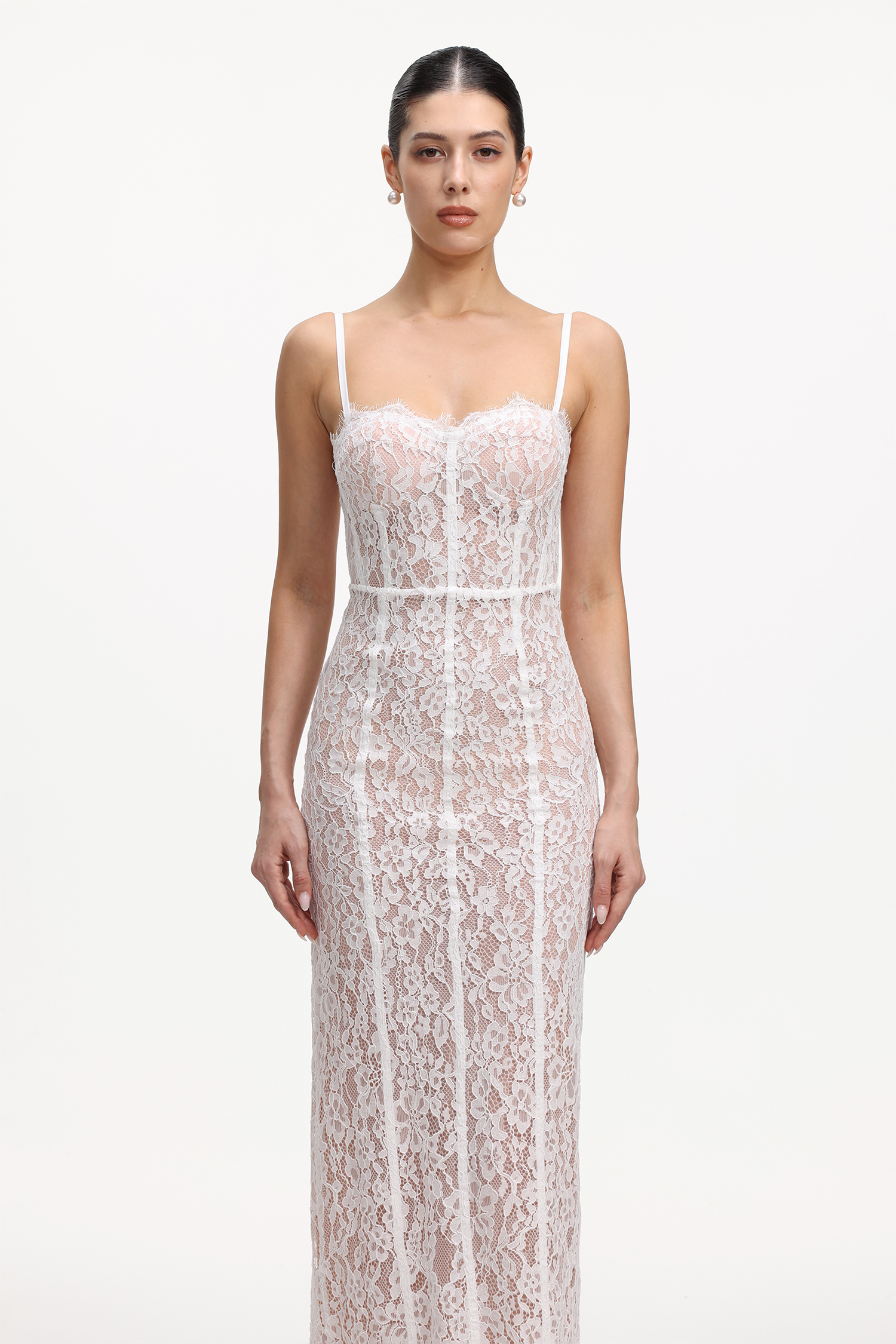 Trosy Romantic Cinched Waist Corset Lace Maxi Dress