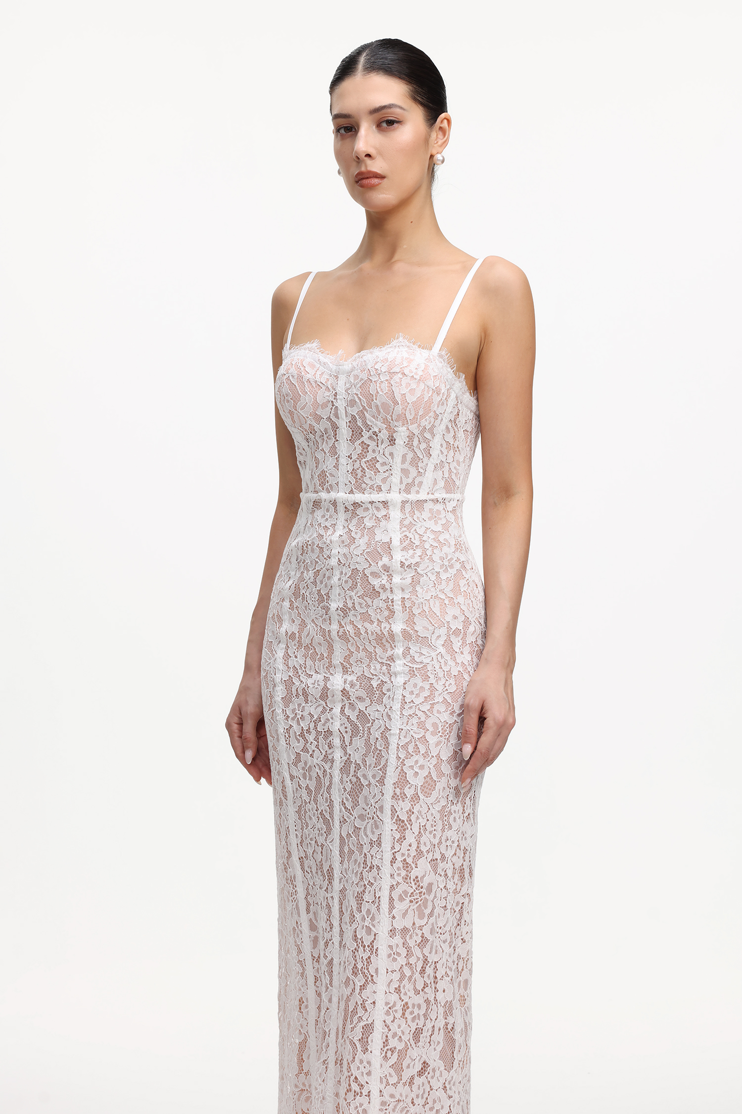 Trosy Romantic Cinched Waist Corset Lace Maxi Dress