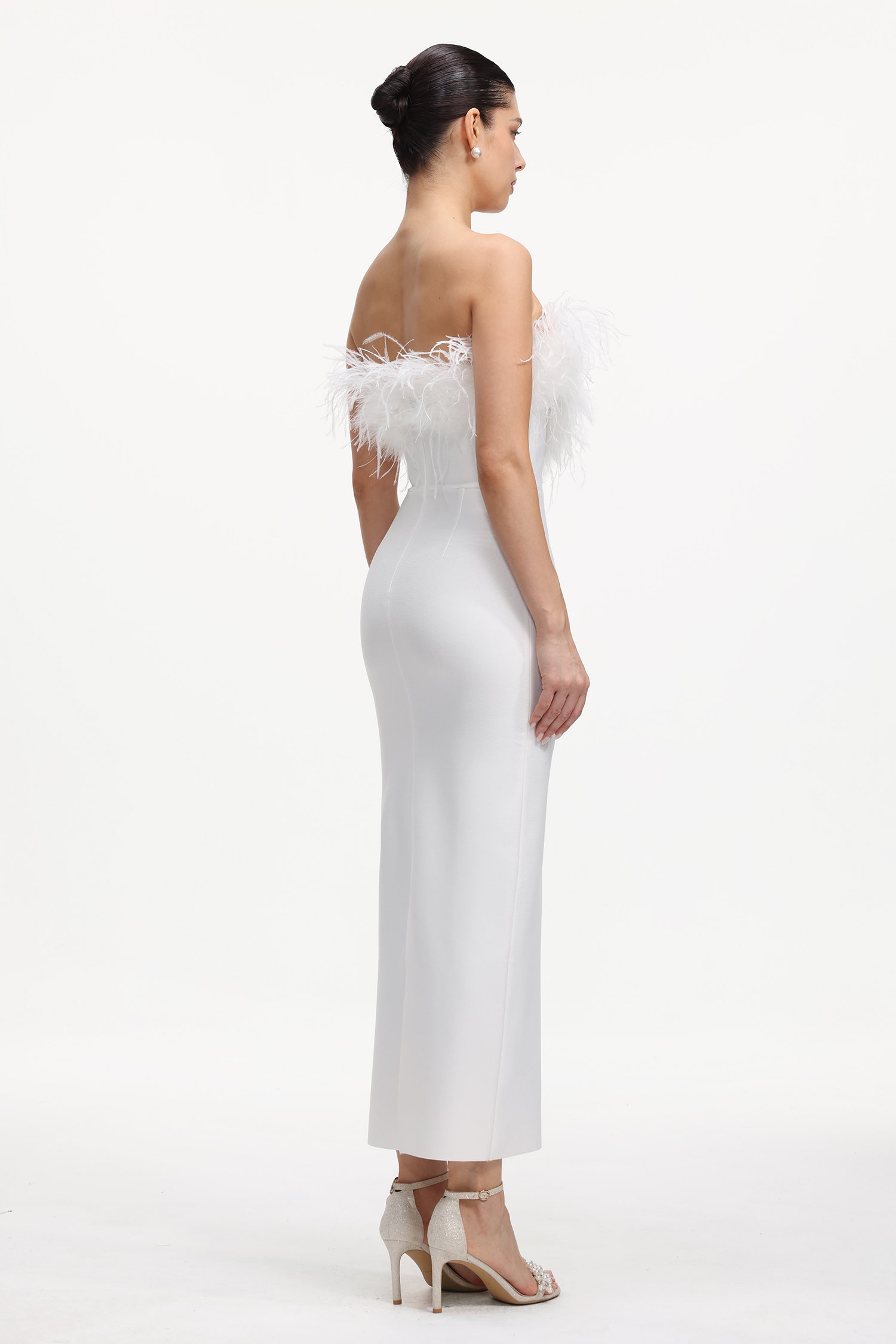 Kyra Chic Contour Feather Sequin Bandage Maxi Dress