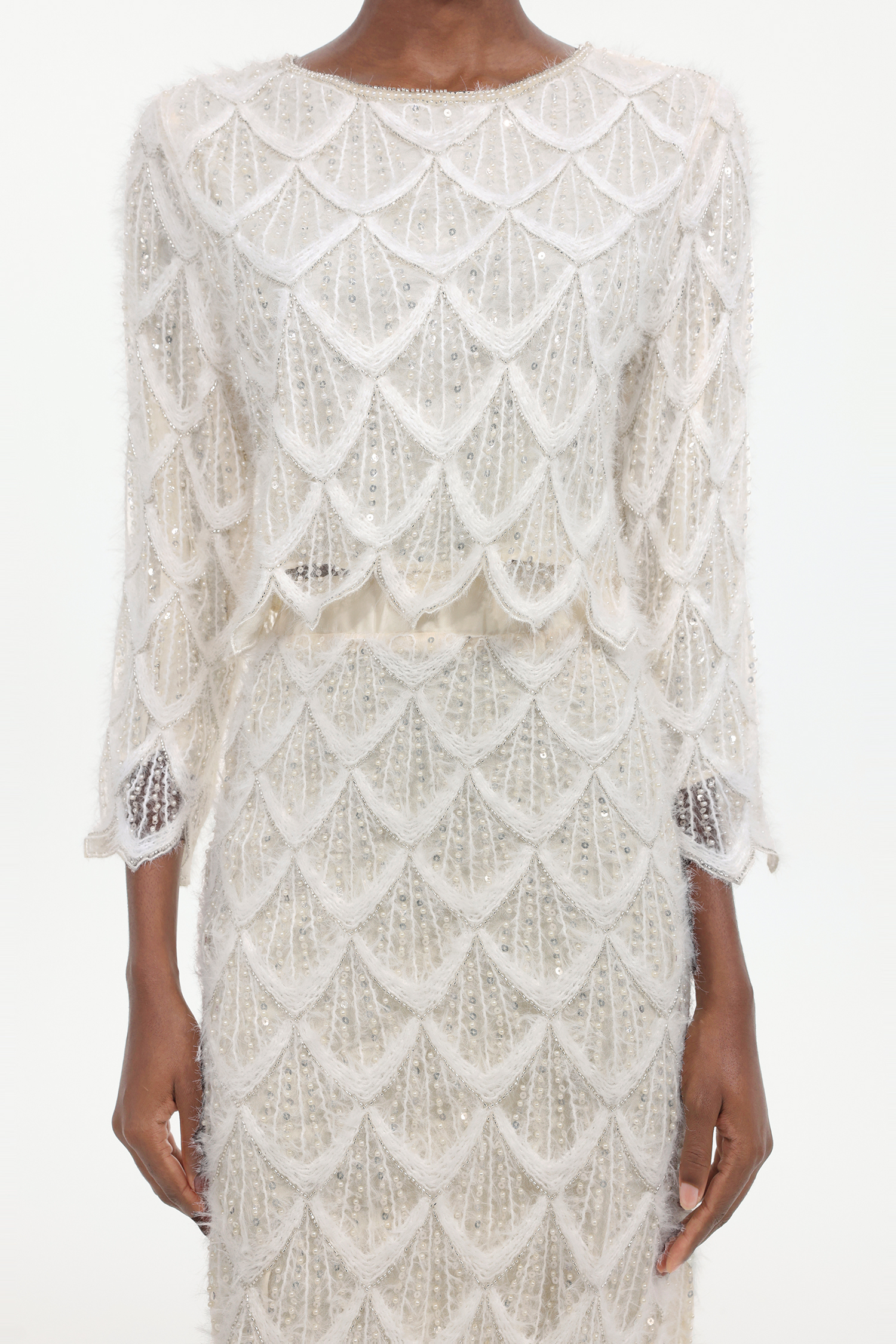 Logan Romantic Embellished Sequin Woven Top And Skirt Two-Piece Set