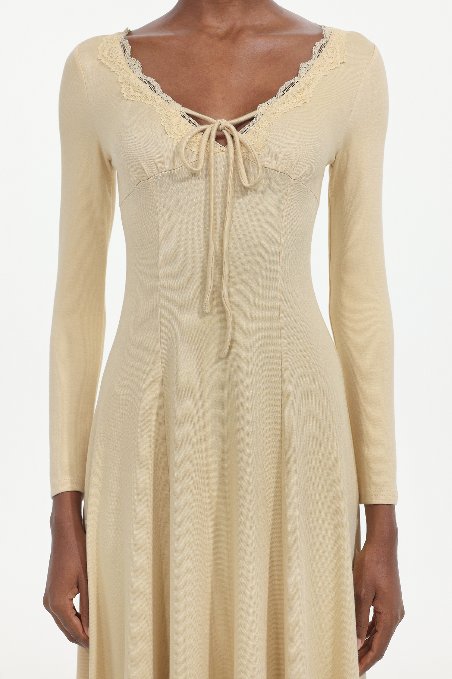 Winola Romantic Flowy Long Sleeve Bow Knit Maxi Dress