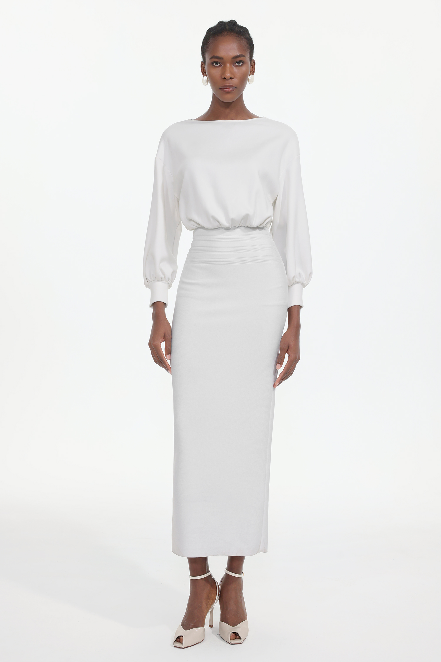 Taffy Classic Cinched Waist Long Sleeve Woven Maxi Dress