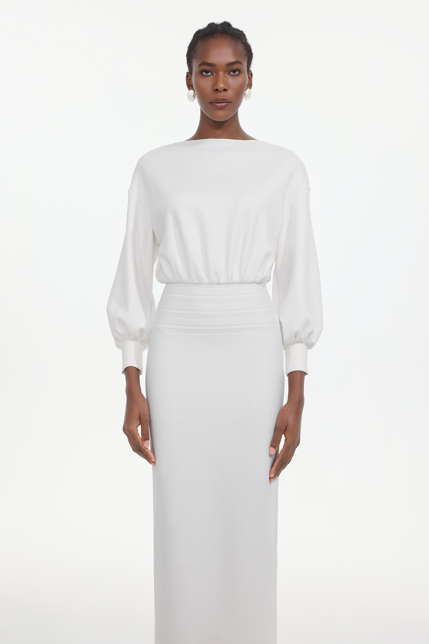 Taffy Classic Cinched Waist Long Sleeve Woven Maxi Dress