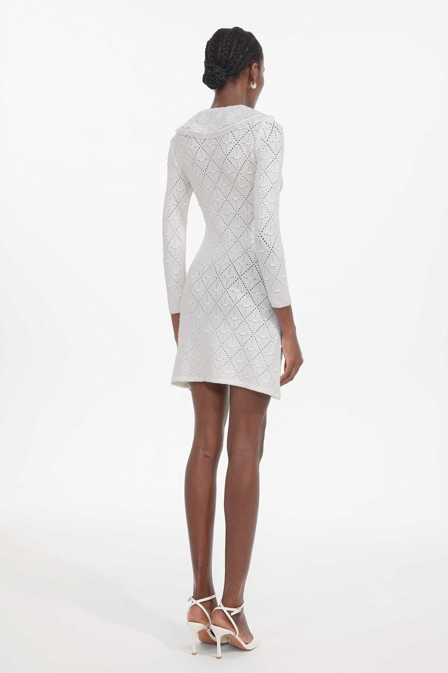 Ueza Chic Contour Long Sleeve Bow Knit Mini Dress