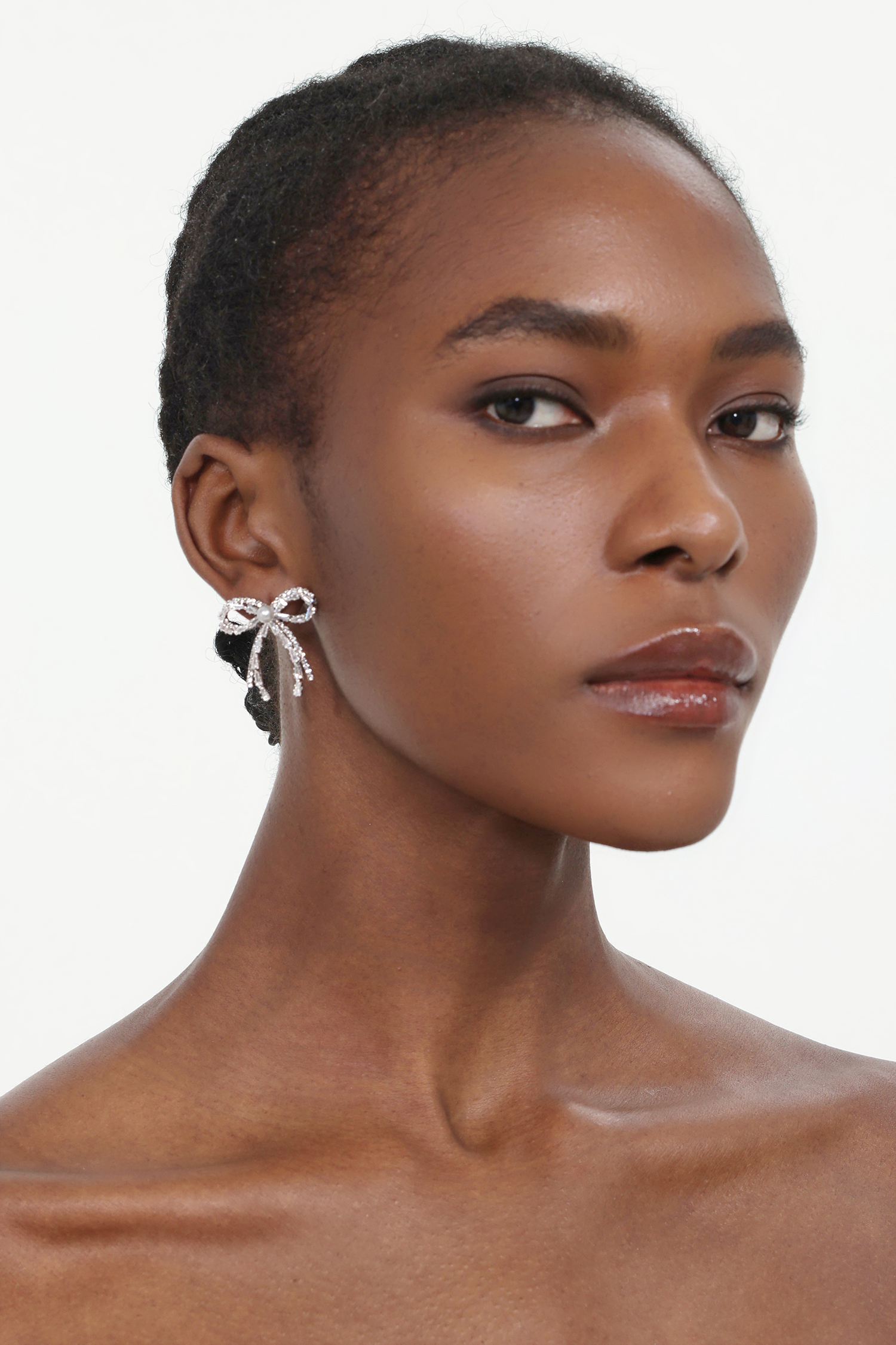 Myrna Bow Diamond Pearl Earrings