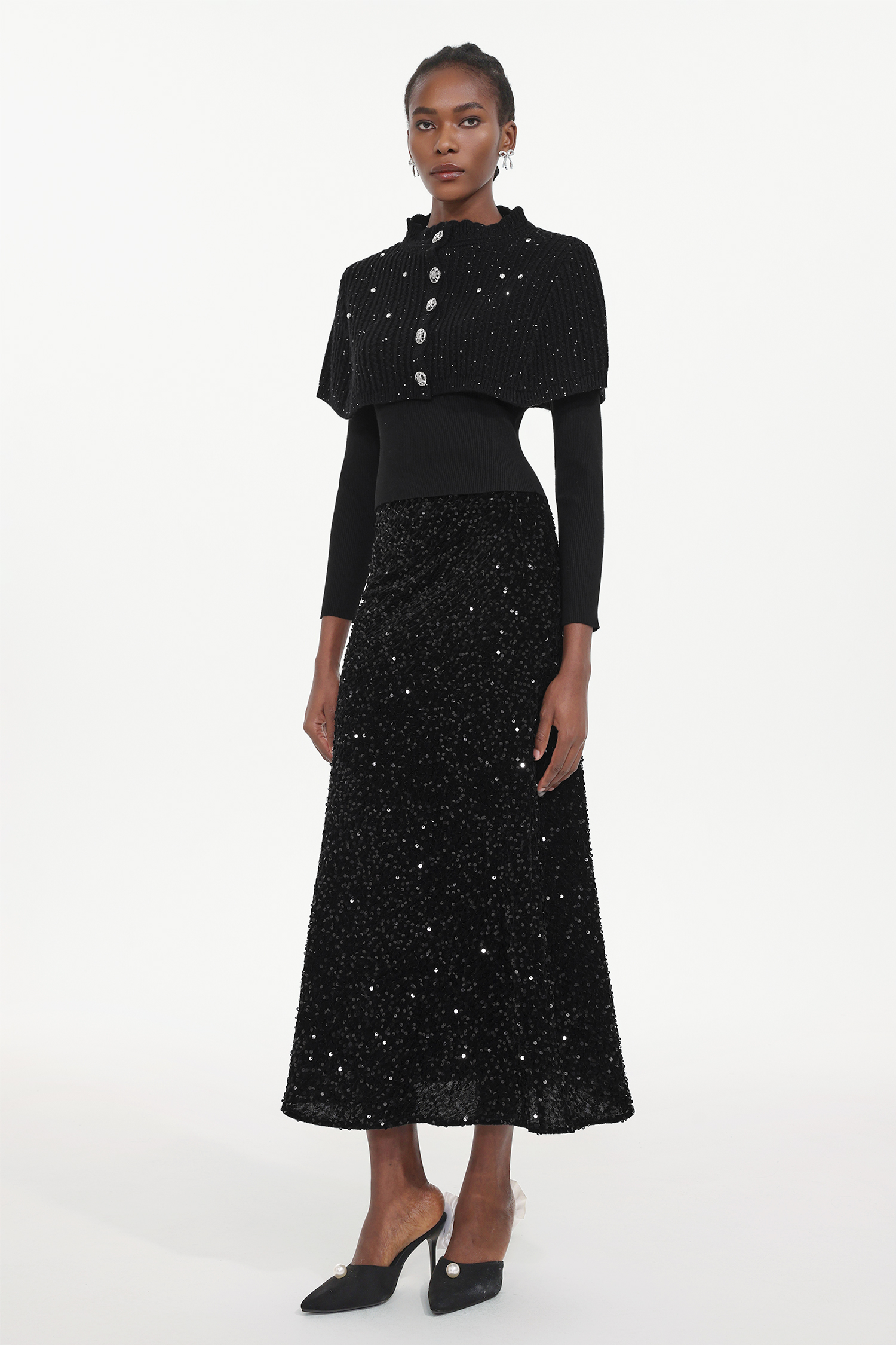 Winmy Elegant Embellished Sequin Three-Piece Set