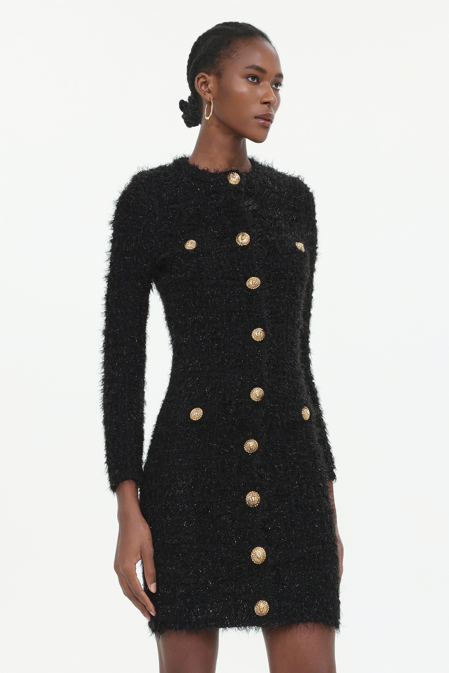 Twyla Elegant Contour Round Neck Long Sleeve Knit Mini Dress