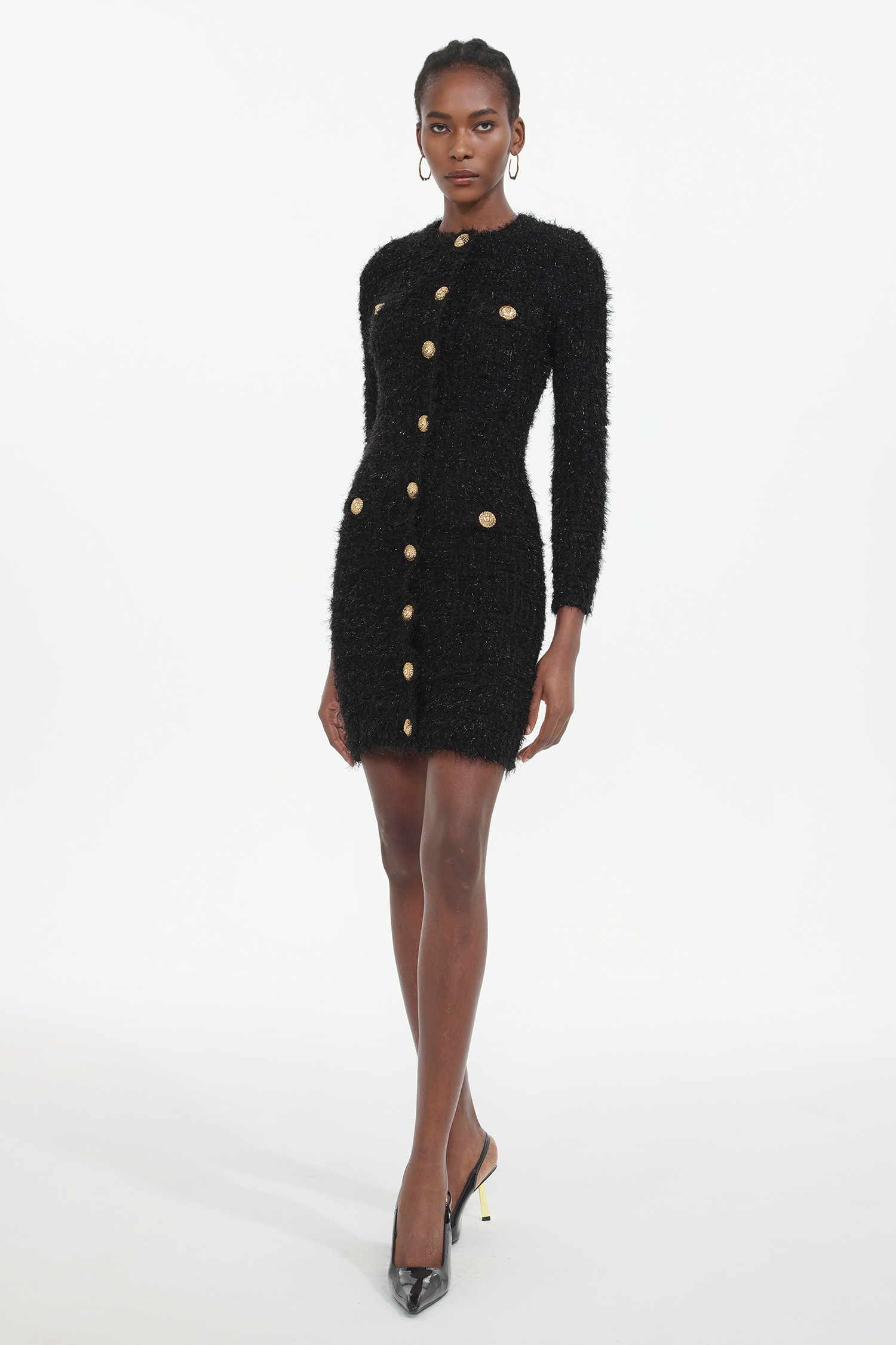 Twyla Elegant Contour Round Neck Long Sleeve Knit Mini Dress