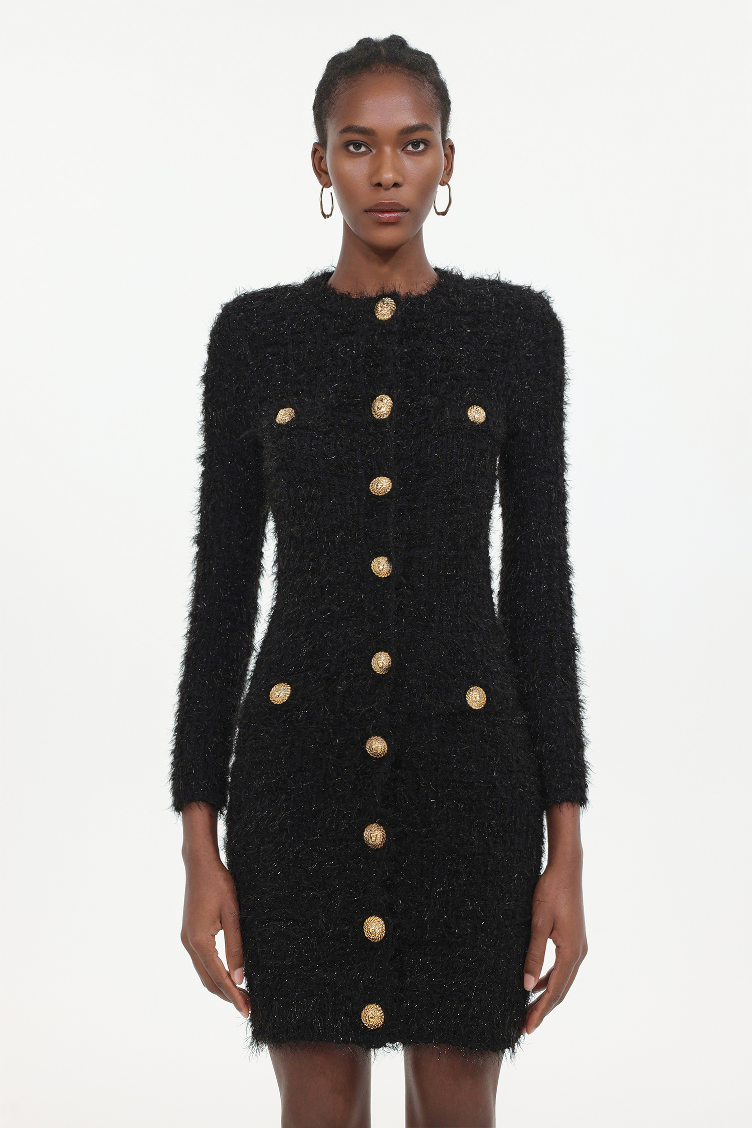 Twyla Elegant Contour Round Neck Long Sleeve Knit Mini Dress