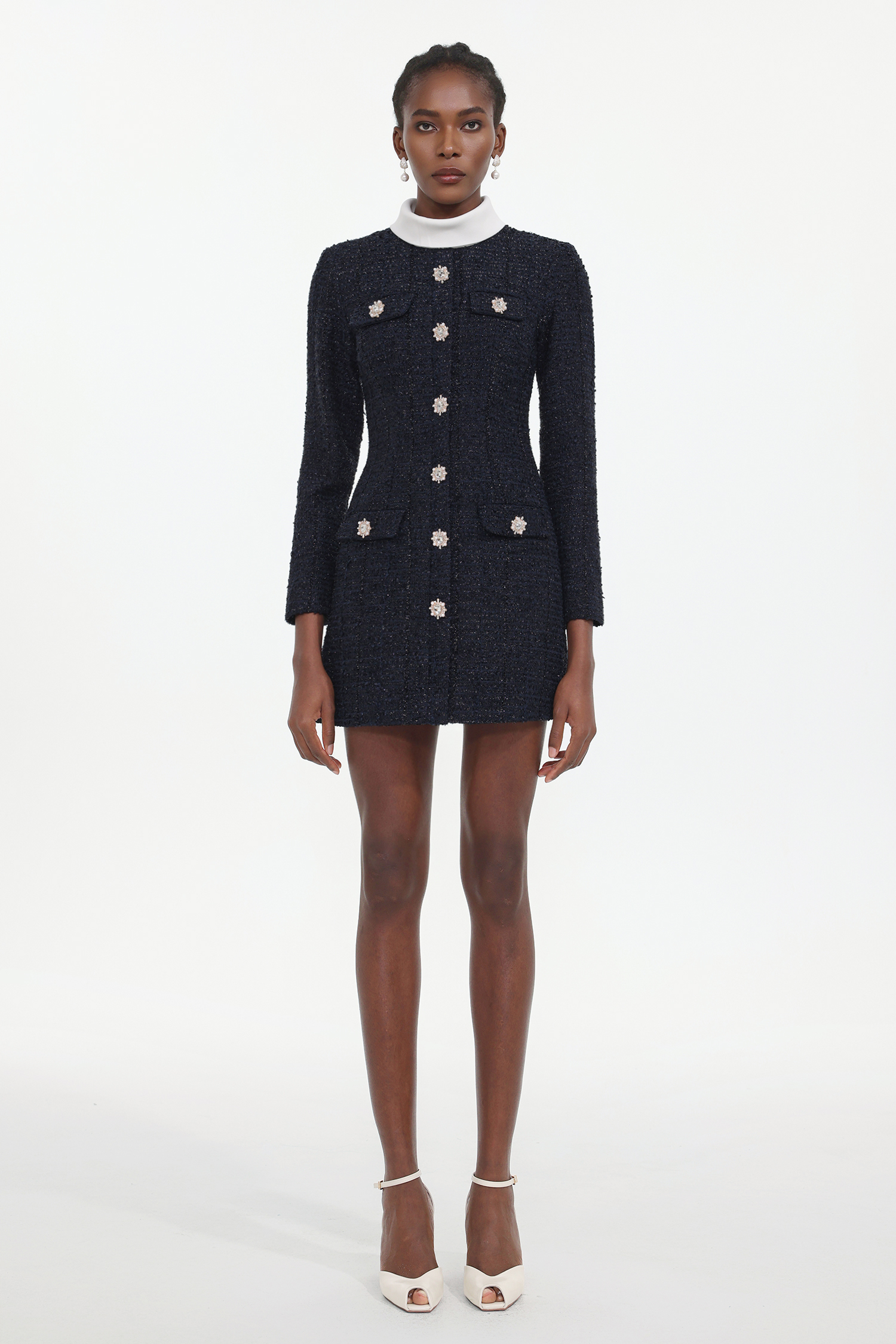 Zaniah Classic Tailored Long Sleeve Tweed Mini Dress