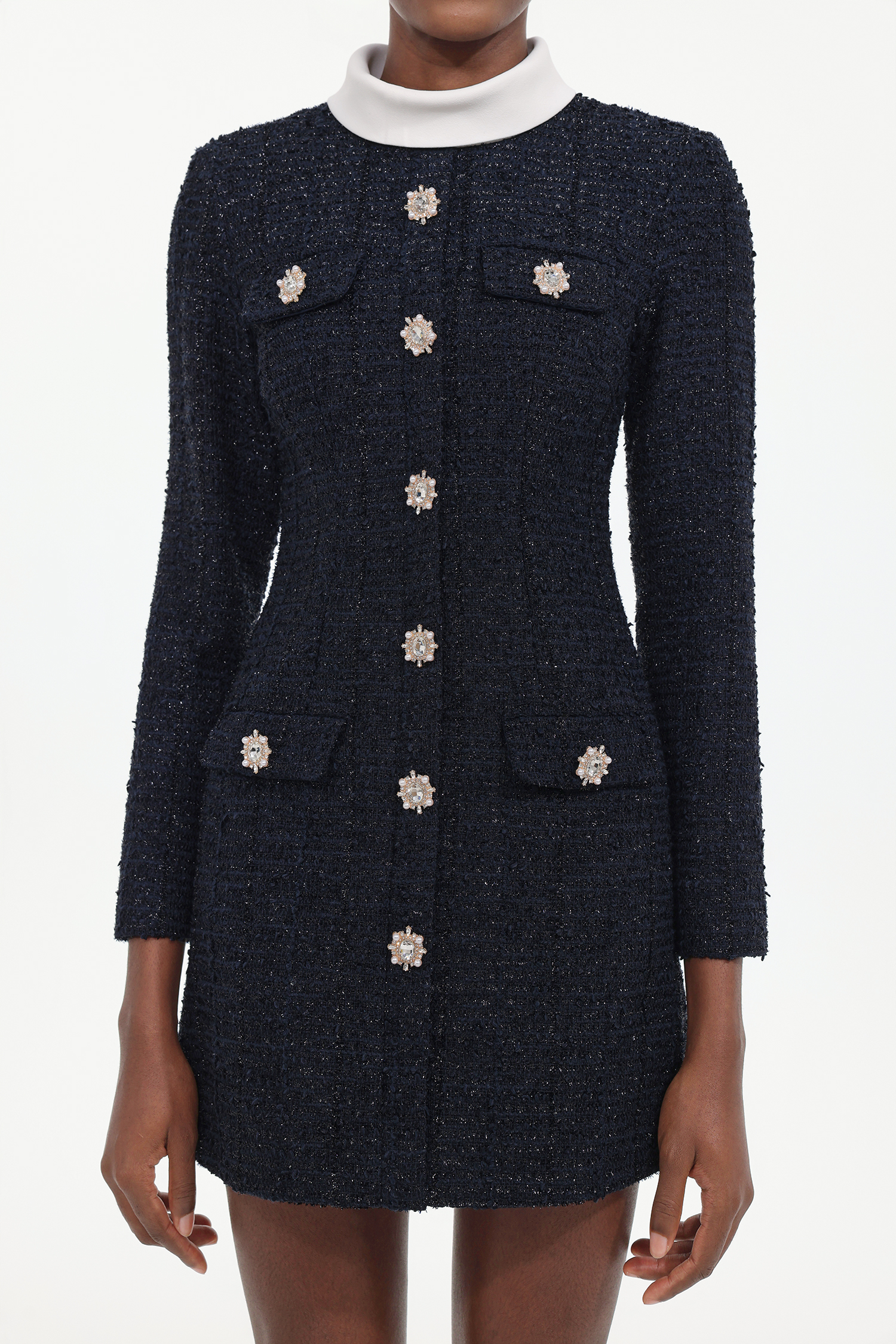 Zaniah Classic Tailored Long Sleeve Tweed Mini Dress