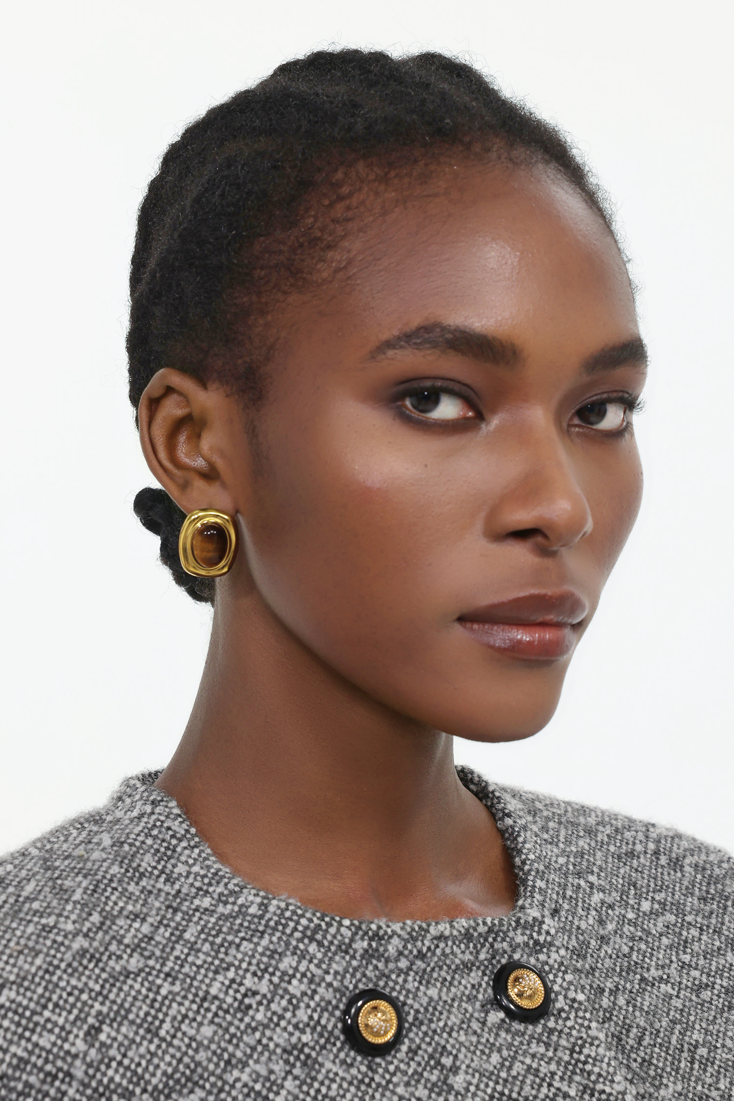 Zuelia Tiger's Eye Square Metal Earrings