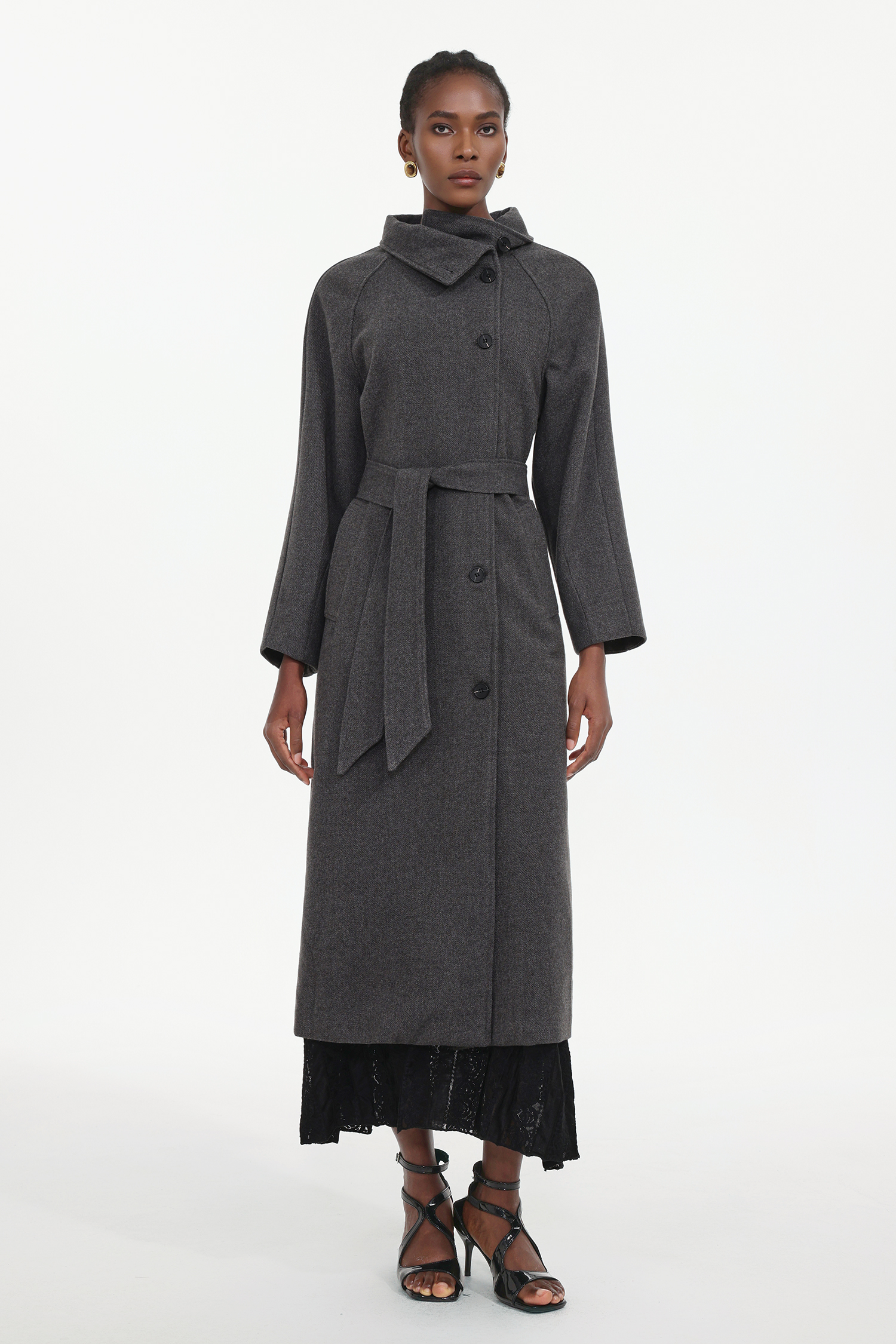 Rola Elegant Tailored High Neck Long Sleeve Woven Coat