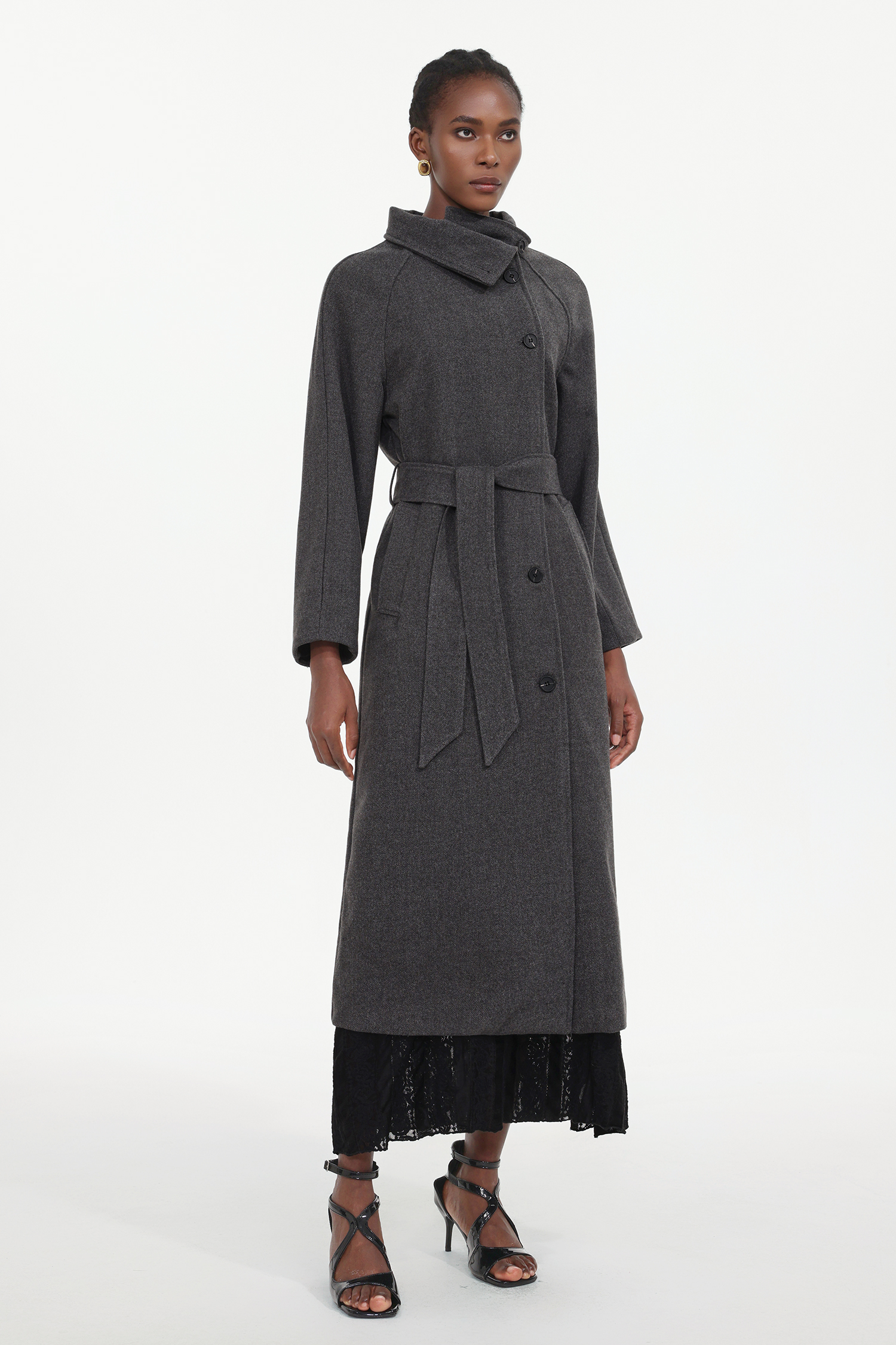 Rola Elegant Tailored High Neck Long Sleeve Woven Coat