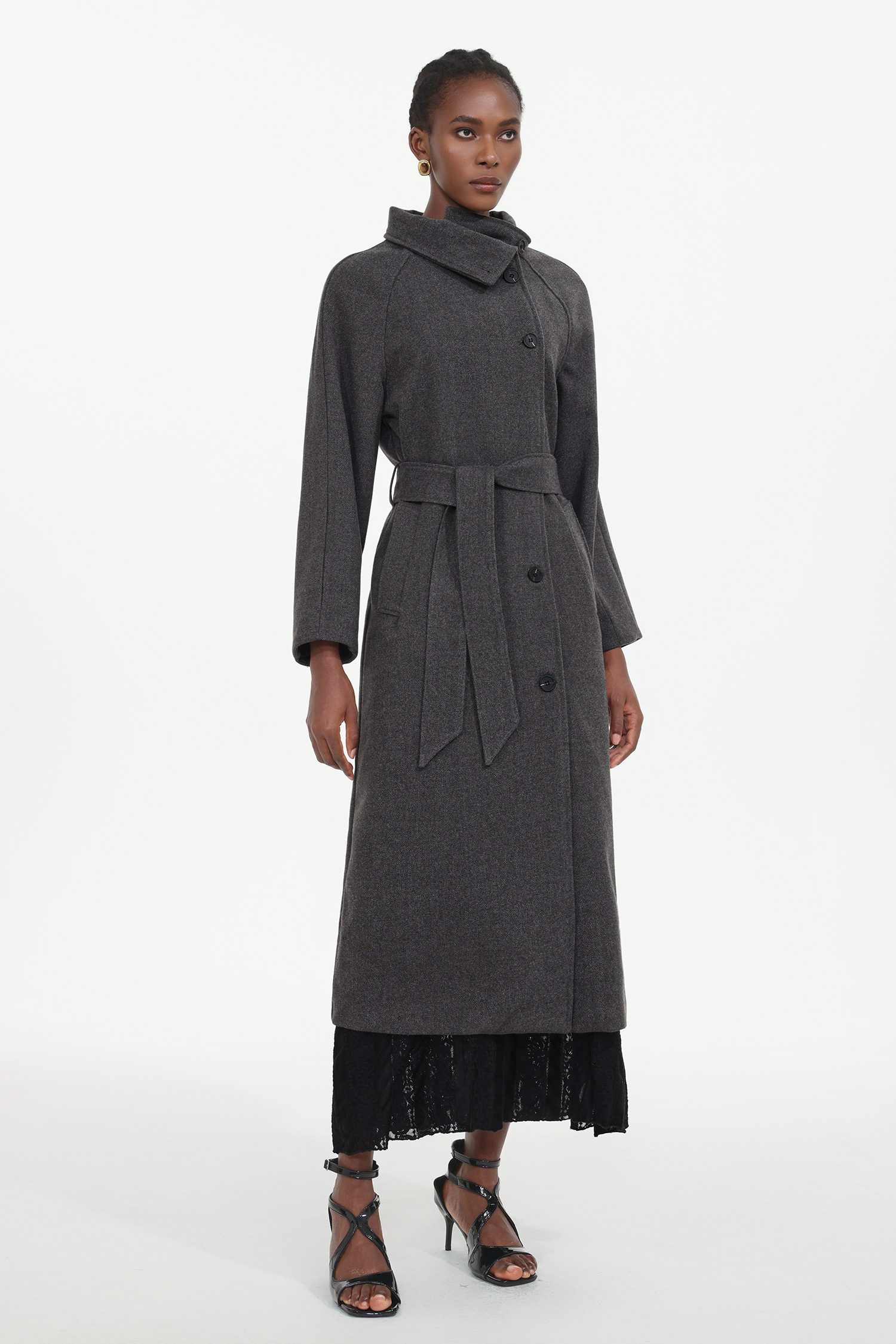Rola Elegant Tailored High Neck Long Sleeve Woven Coat