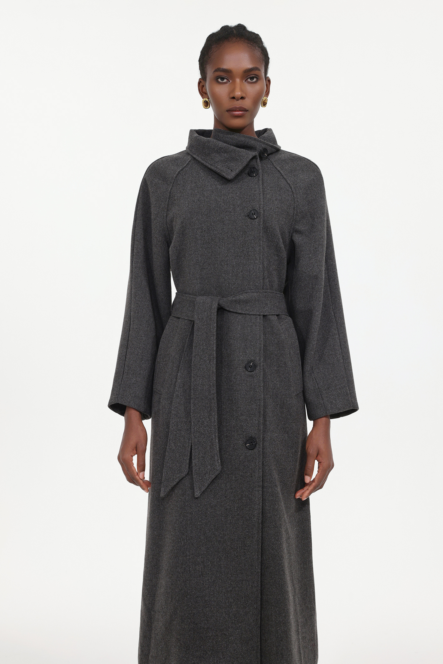 Rola Elegant Tailored High Neck Long Sleeve Woven Coat