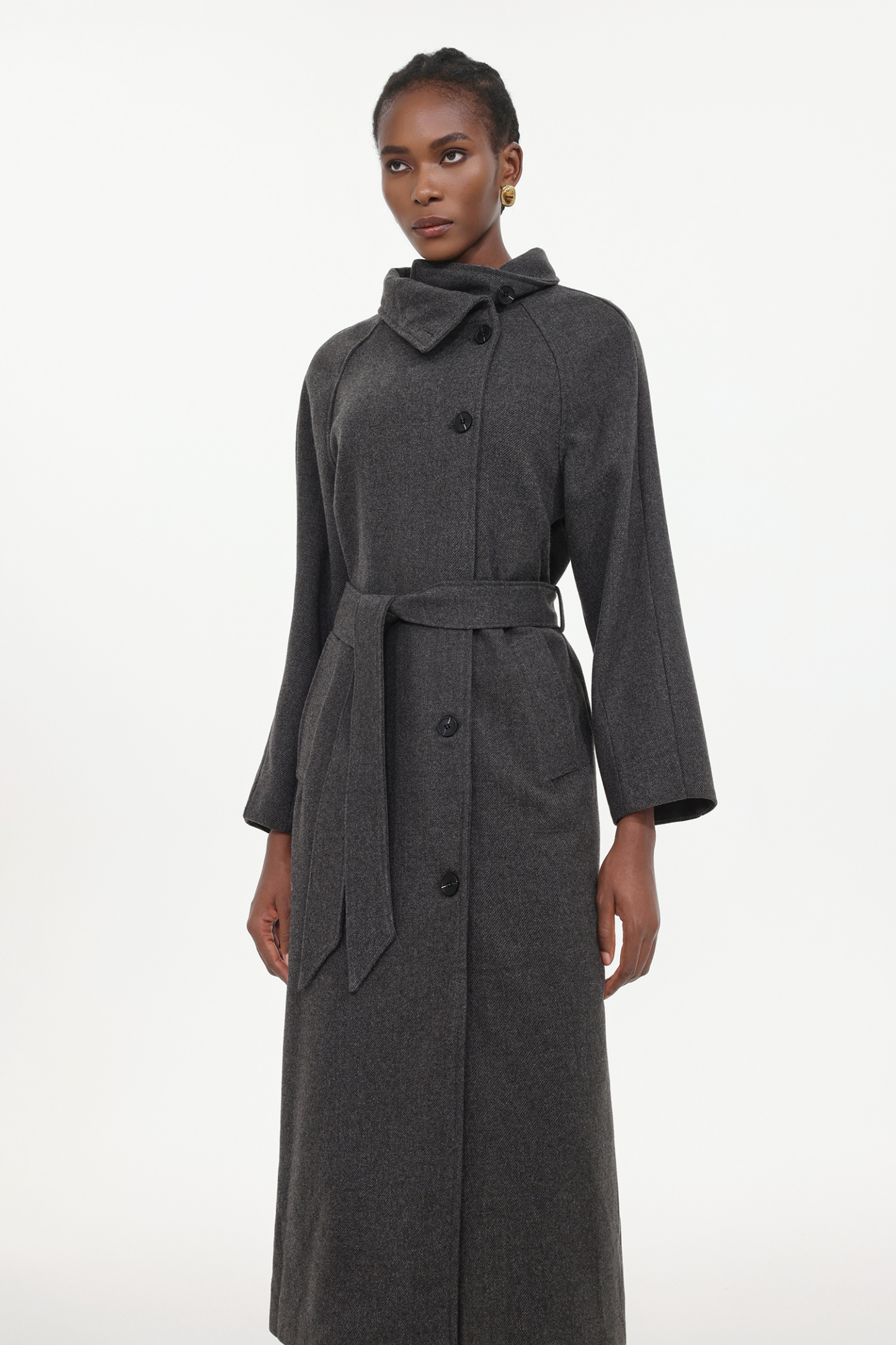 Rola Elegant Tailored High Neck Long Sleeve Woven Coat