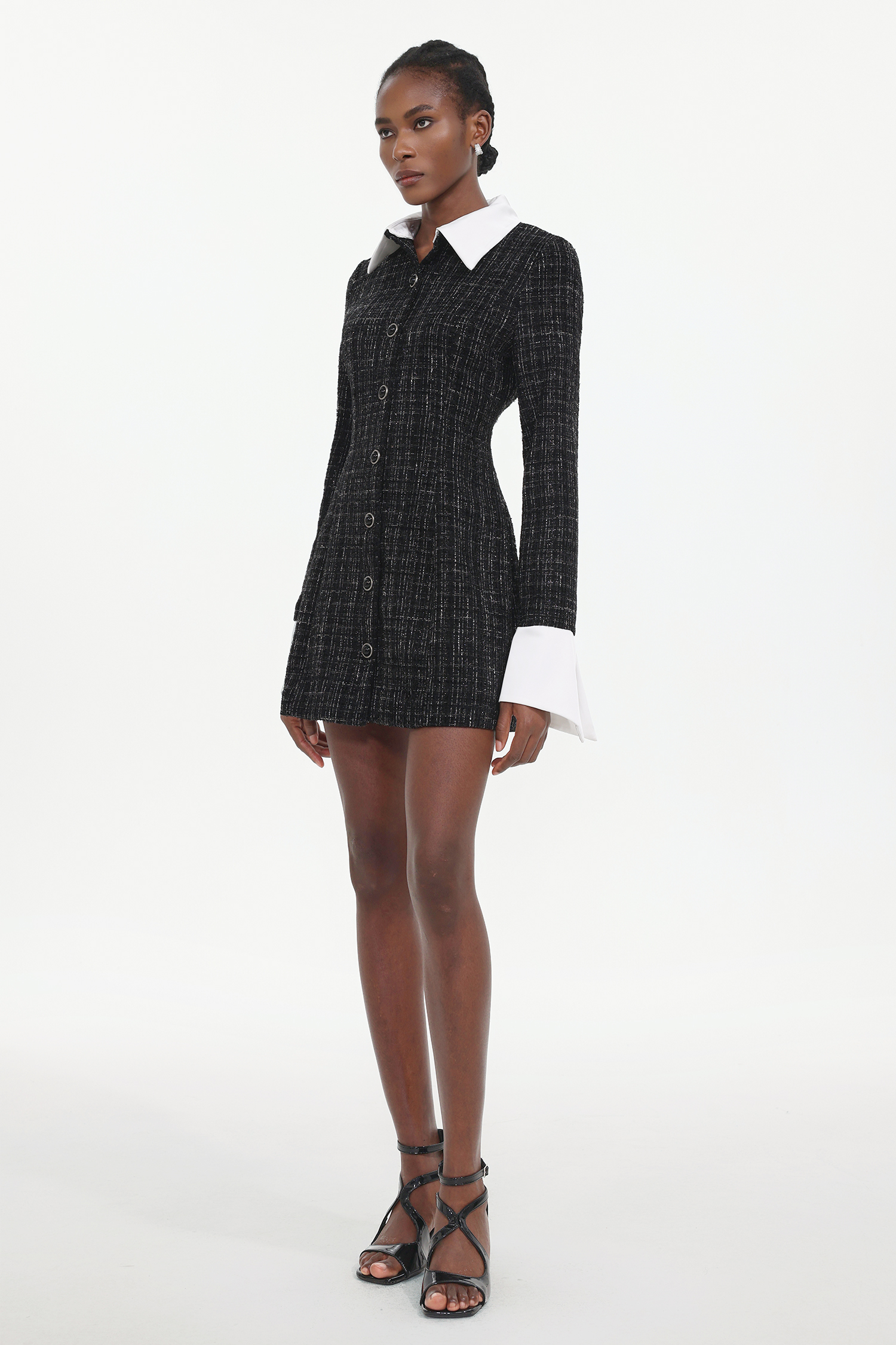 Erryn Elegant Tailored Long Sleeve Woven Mini Dress