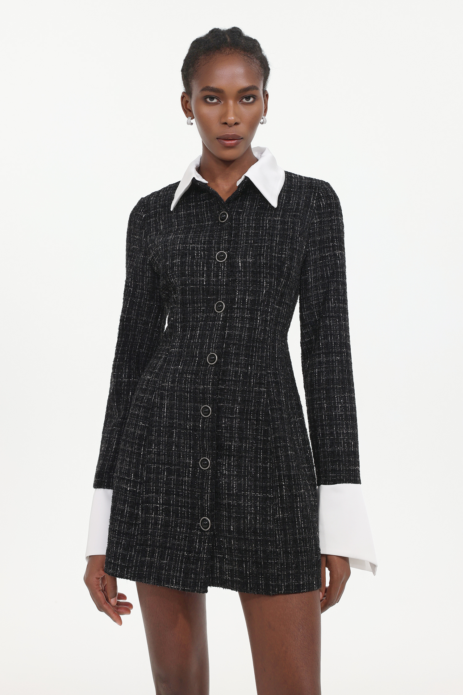 Erryn Elegant Tailored Long Sleeve Woven Mini Dress