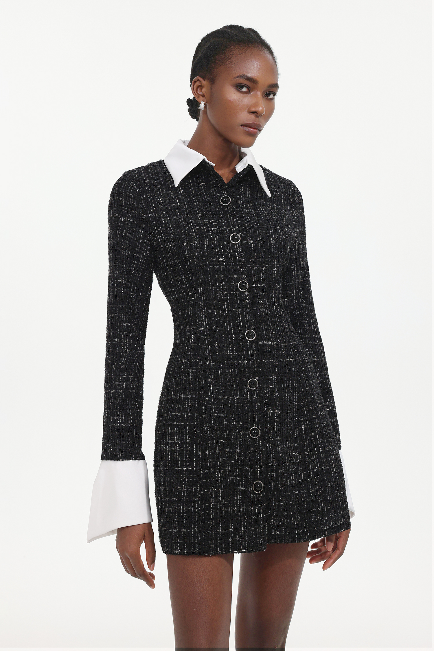 Erryn Elegant Tailored Long Sleeve Woven Mini Dress