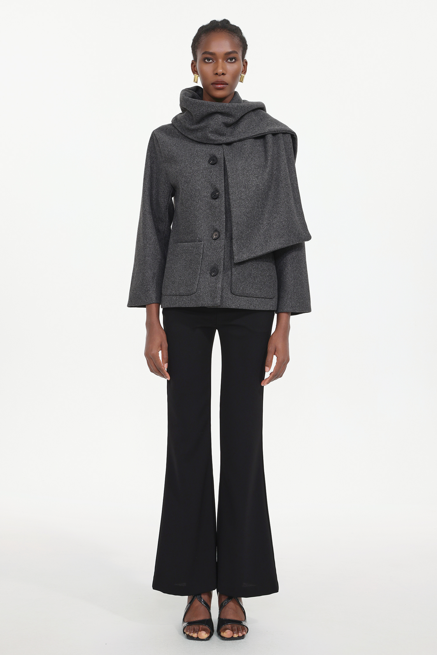 Xapana Elegant Tailored Long Sleeve Woven Coat