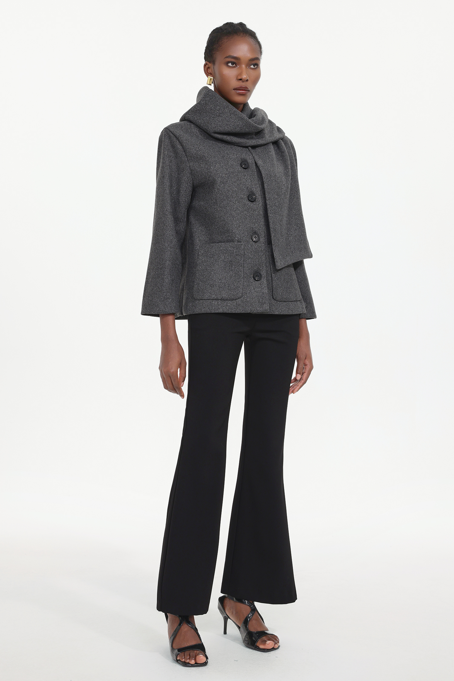 Xapana Elegant Tailored Long Sleeve Woven Coat