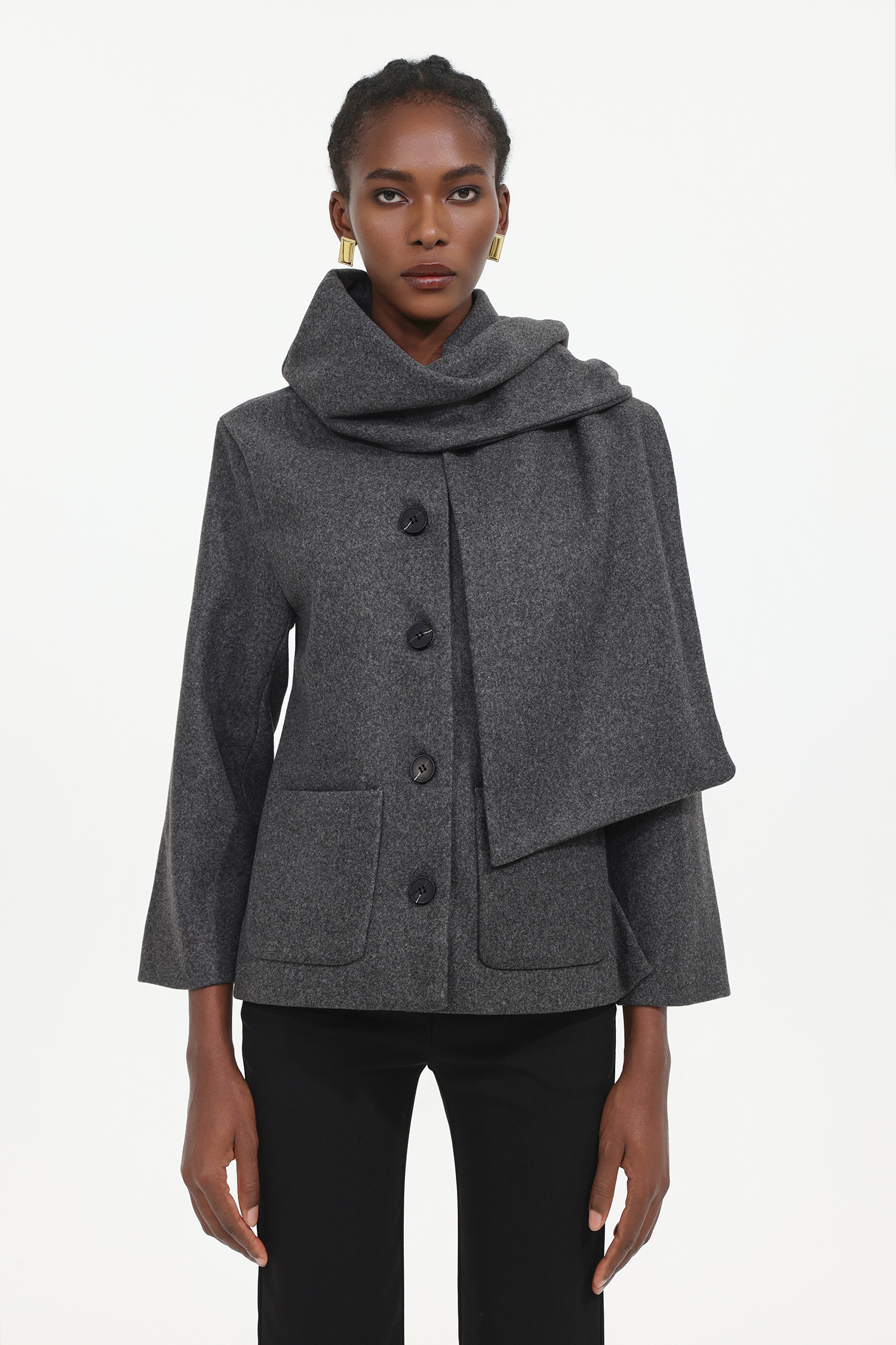 Xapana Elegant Tailored Long Sleeve Woven Coat