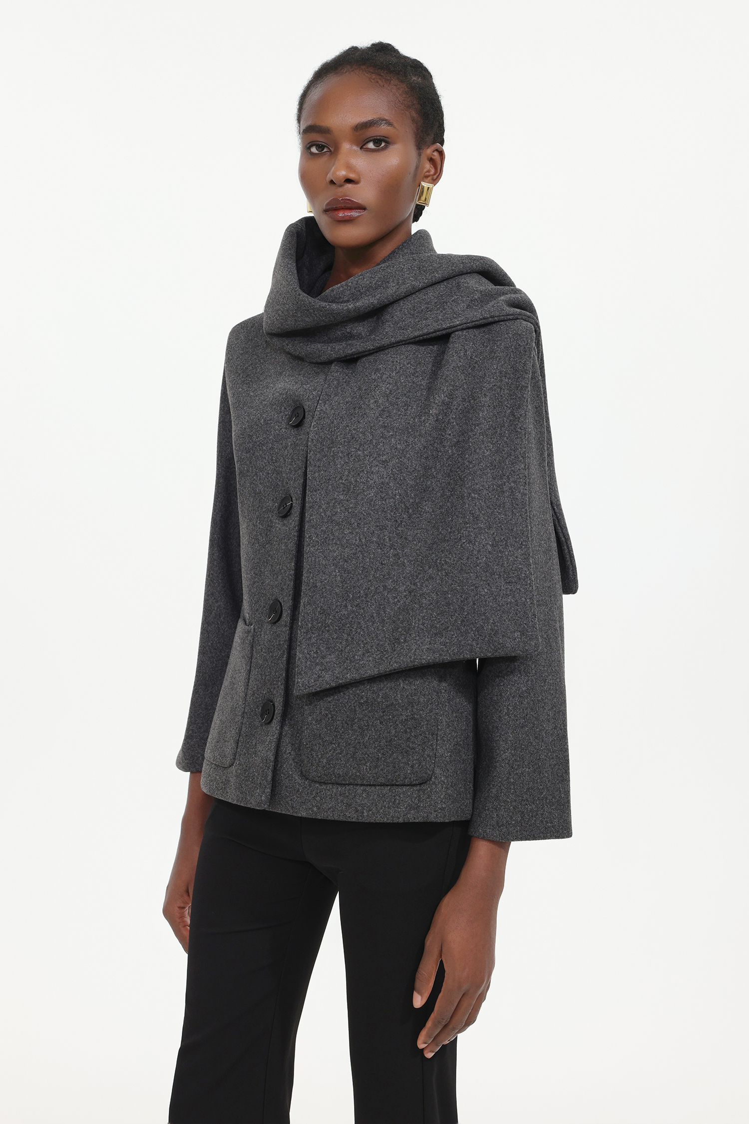 Xapana Elegant Tailored Long Sleeve Woven Coat