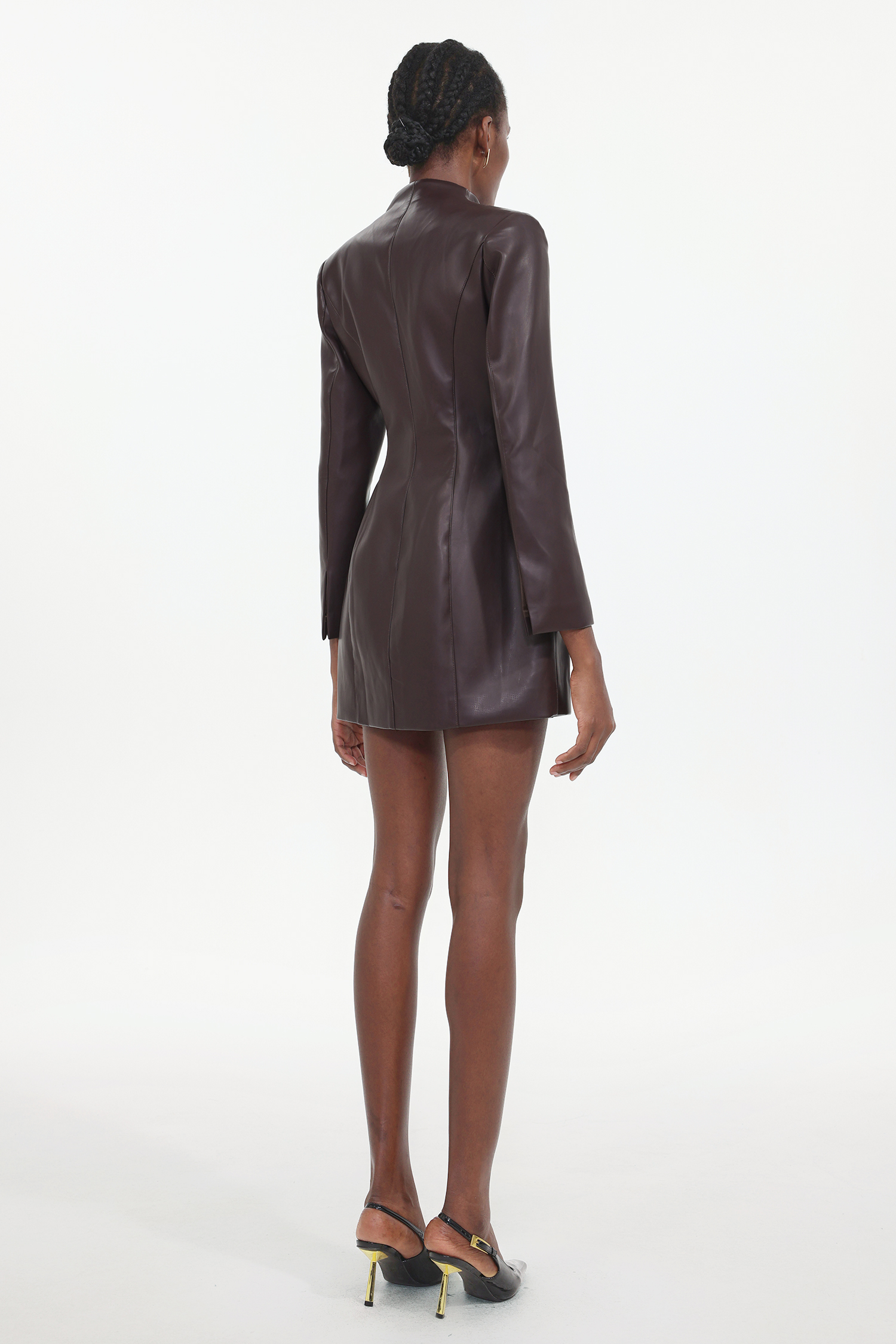 Tanya Classic Tailored Long Sleeve Faux Leather Blazer