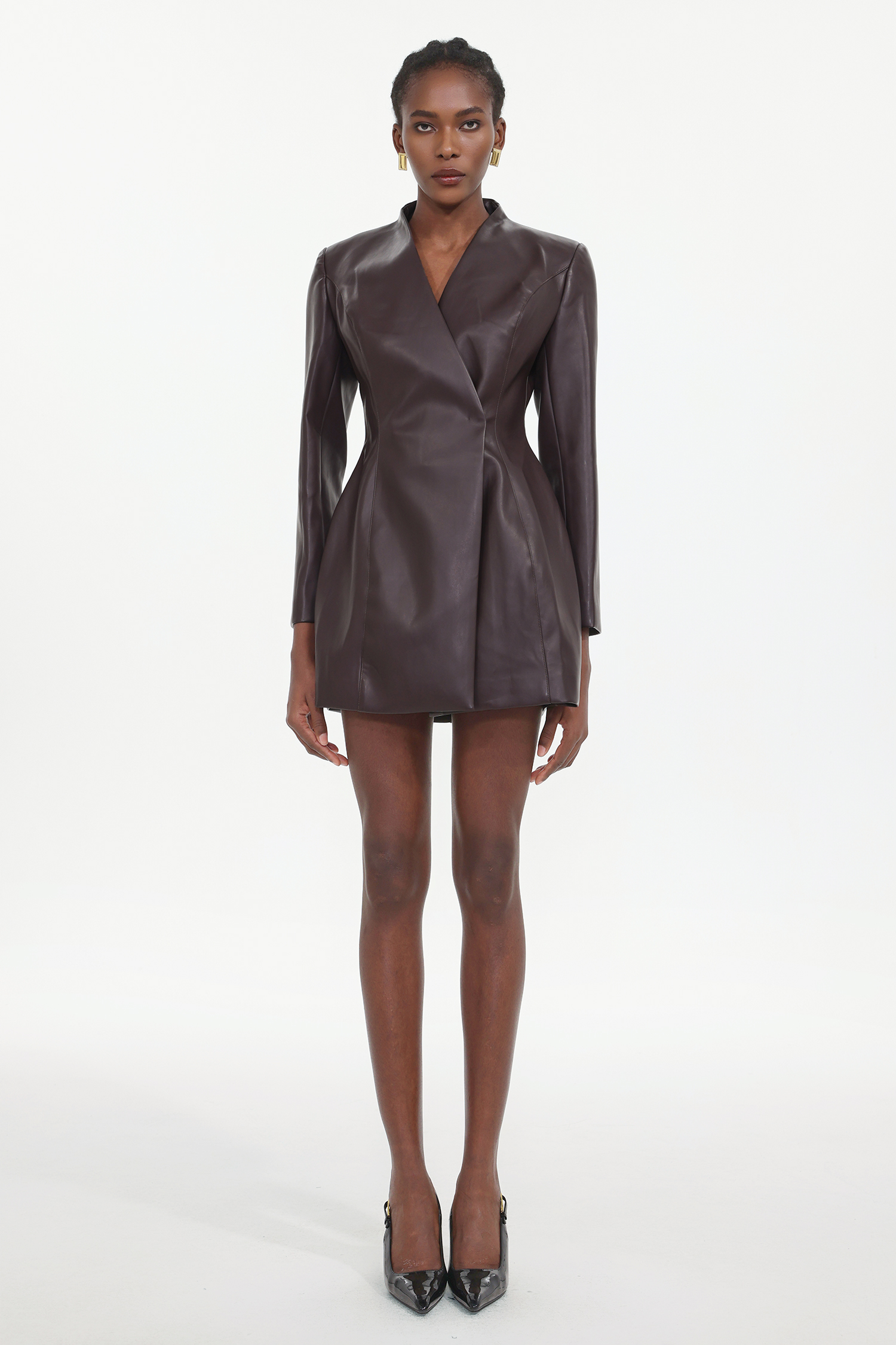 Tanya Classic Tailored Long Sleeve Faux Leather Blazer – Bellabarnett