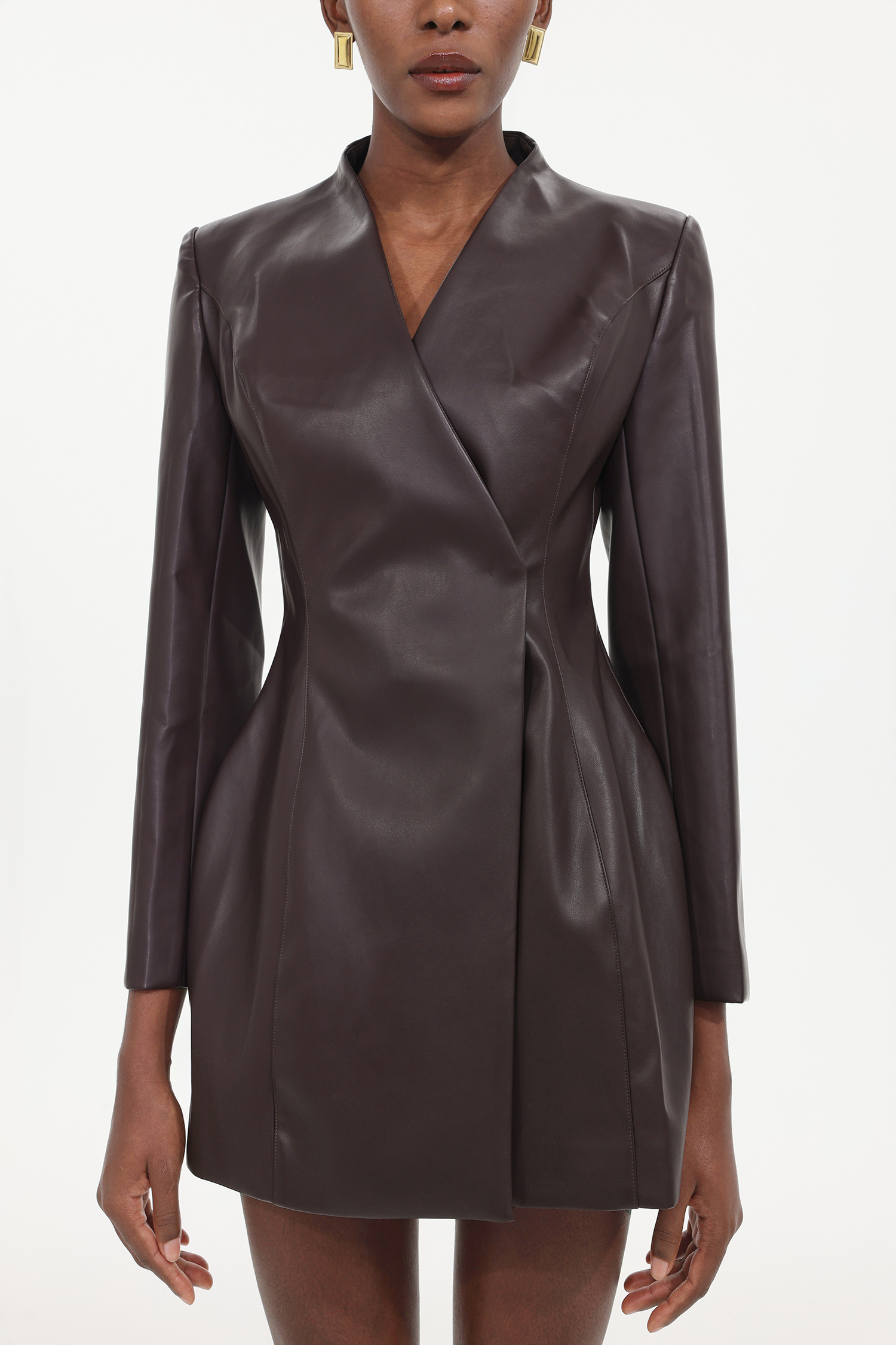 Tanya Classic Tailored Long Sleeve Faux Leather Blazer – Bellabarnett