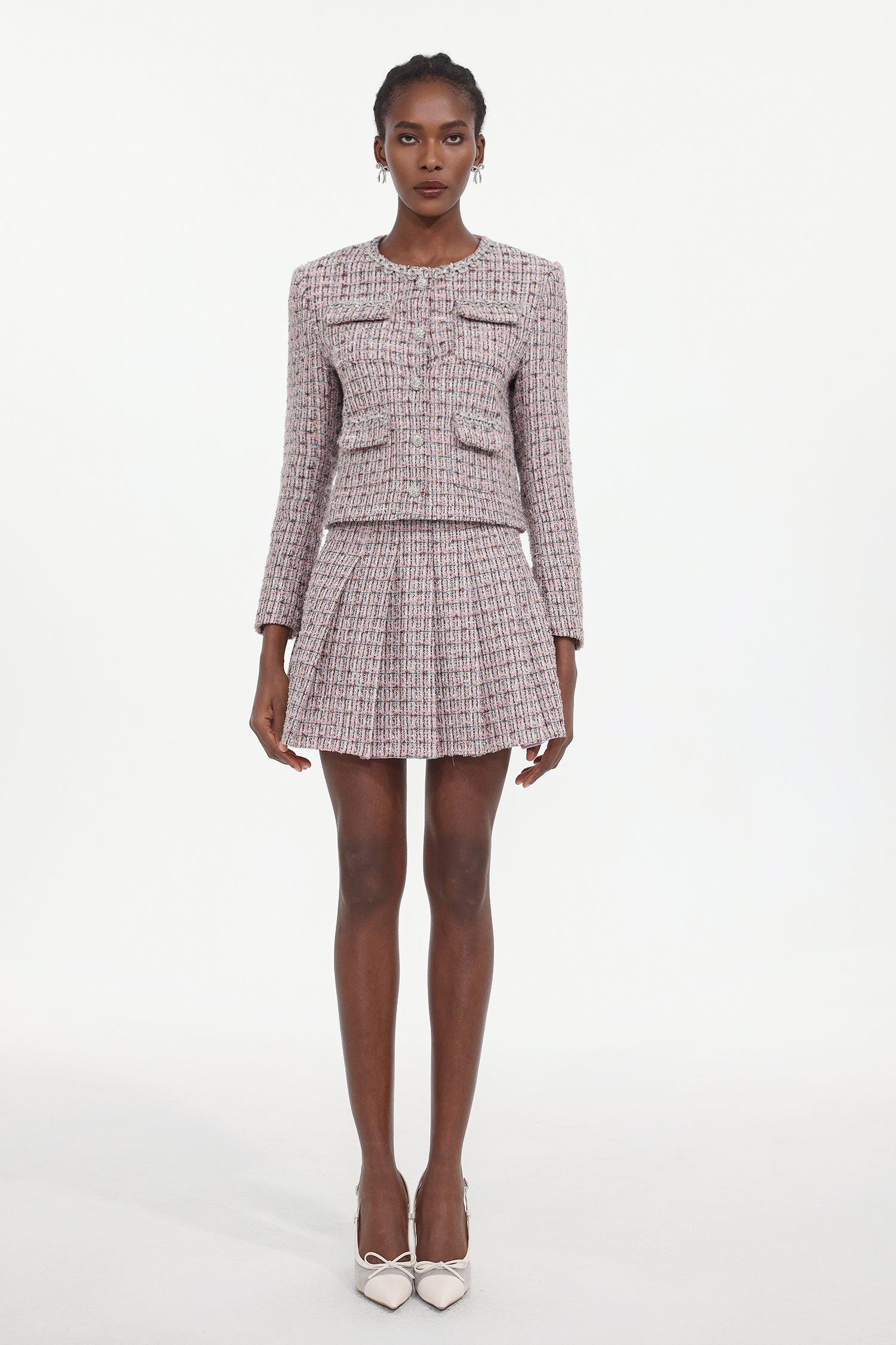 Habane Classic Tailored Tweed Top And Skirt Two-Piece Set 