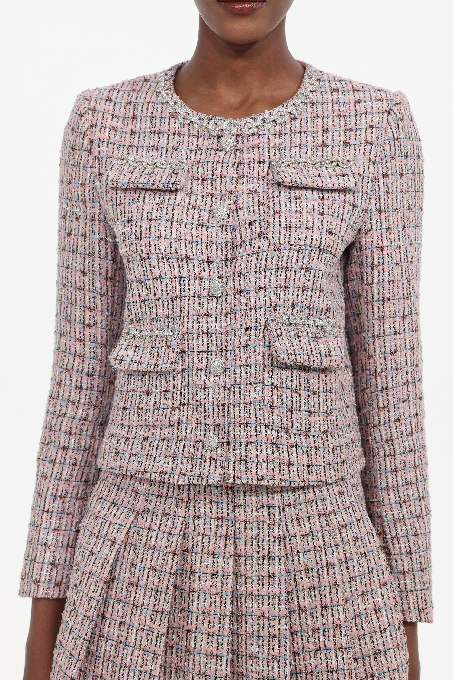 Habane Classic Tailored Tweed Top And Skirt Two-Piece Set 